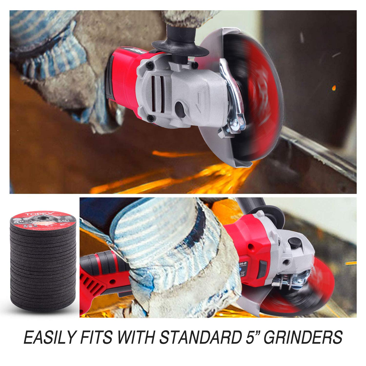 TOPEX 25PCS 125X 6.0 X 22.23Mm Grinding Discs Wheels Steel Inbox Angle Grinder image number 1