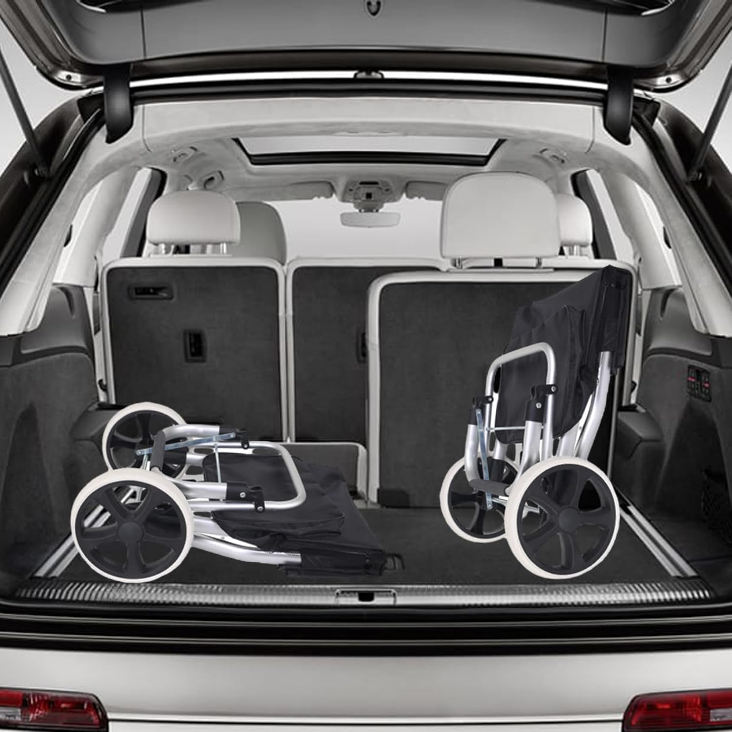 Black Shopping Trolley Cart, Foldable Rolling Dolly with Two Wheels and Removable Bag for Groceries, Shopping, Camping, Laundry, 33 * 28 * 103Cm image number 1