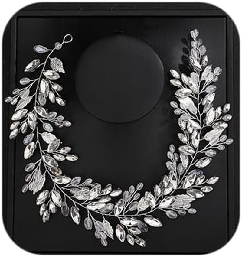 Teyglen Leaf Bride Wedding Hair Vine Bridal Crystal Headband Handmade Gold Leaf Crystal Beads Hair Piece Bohe Rhinestone Headpieces Wedding Hair Accessories for Women Girls, Alloy, Rhinestone, Leaf, - Gold-Green image number 7