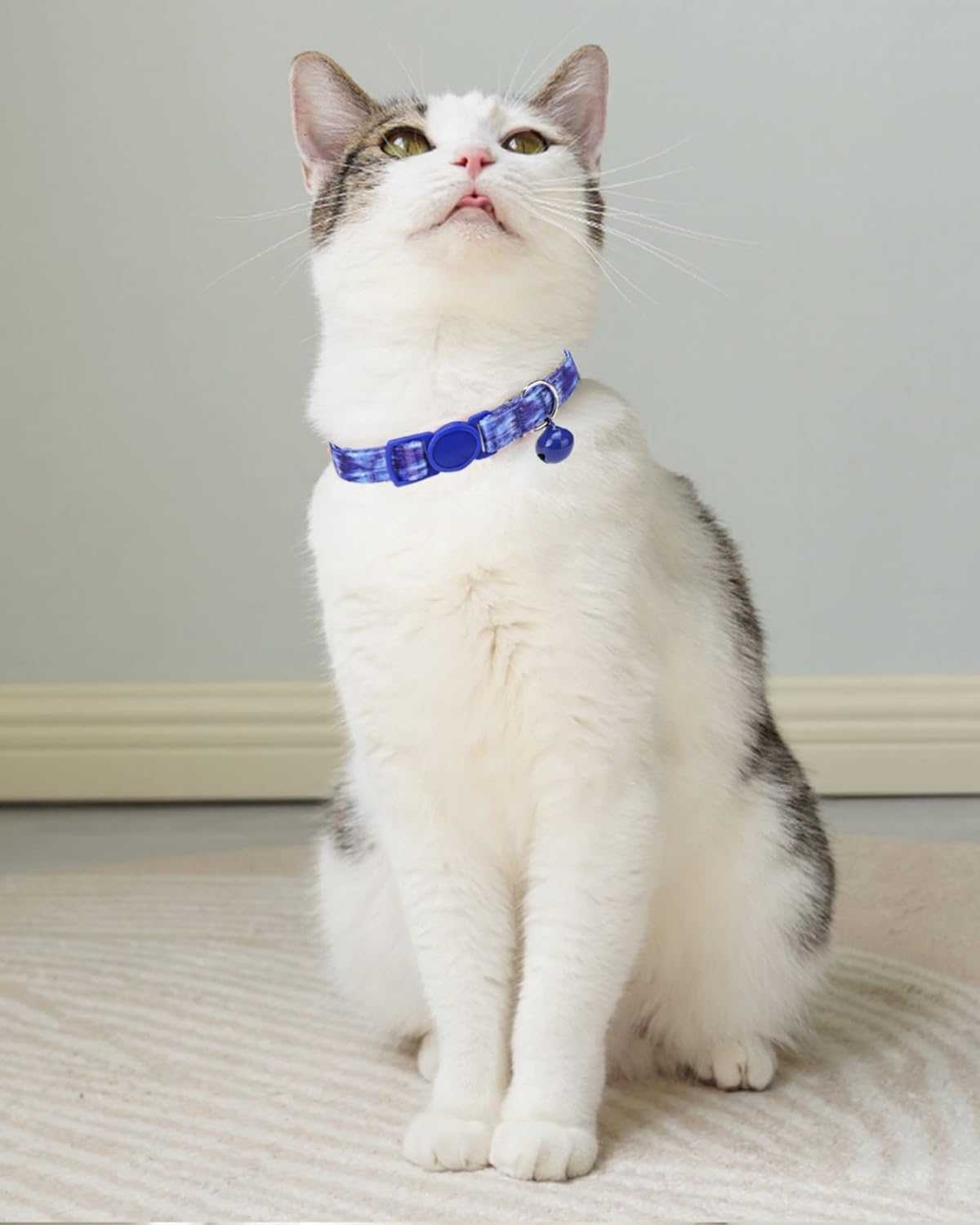 SOLMOONY Cute Cat Collar for Girl Boy,Colorful Breakaway Cat Collars with Bell 2 Pack，Adjustable Printed Nylon with Safety Buckles Kitten Collar (Starry Sky) - Coloured Drawing image number 5