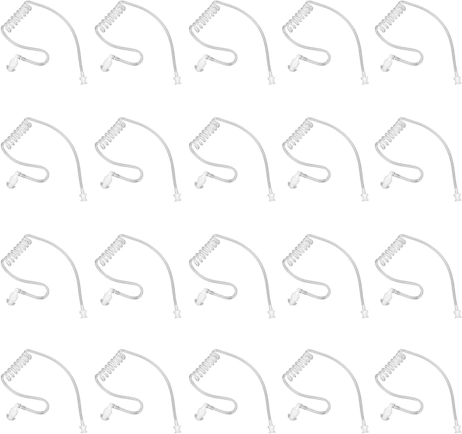 20-Pack Replacement Acoustic Coil Tube Walkie Talkie Earpieces for Baofeng Motorola Kenwood Retevis Midland Two Way Radios Headset Secret Spy Game Earpiece