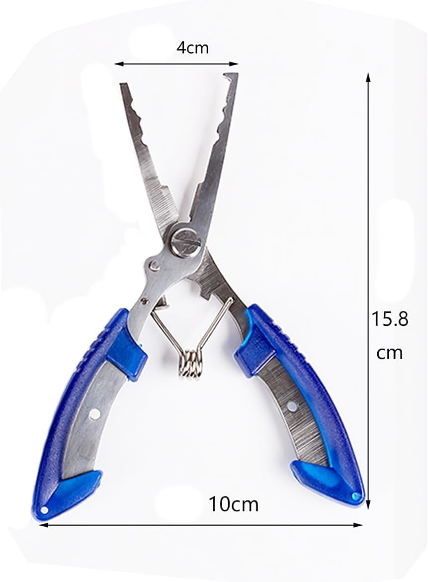 NUZAMAS Stainless Steel Blue Fishing Pliers - Curved Crimper Line Cut Anti-Rust Fish Catcher Control Gear image number 6