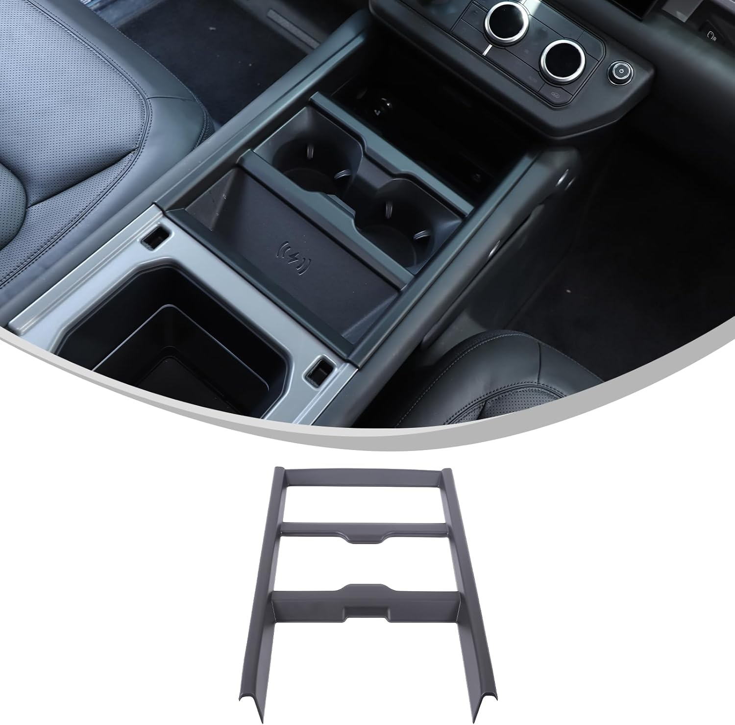 PIUGILH Center Consoles Cup Holder Panel Cover Trim Interior Decoration Mouldings Accessories Compatible with Land Rover Defender 90 110 130 2025 2026 (Matte Black)