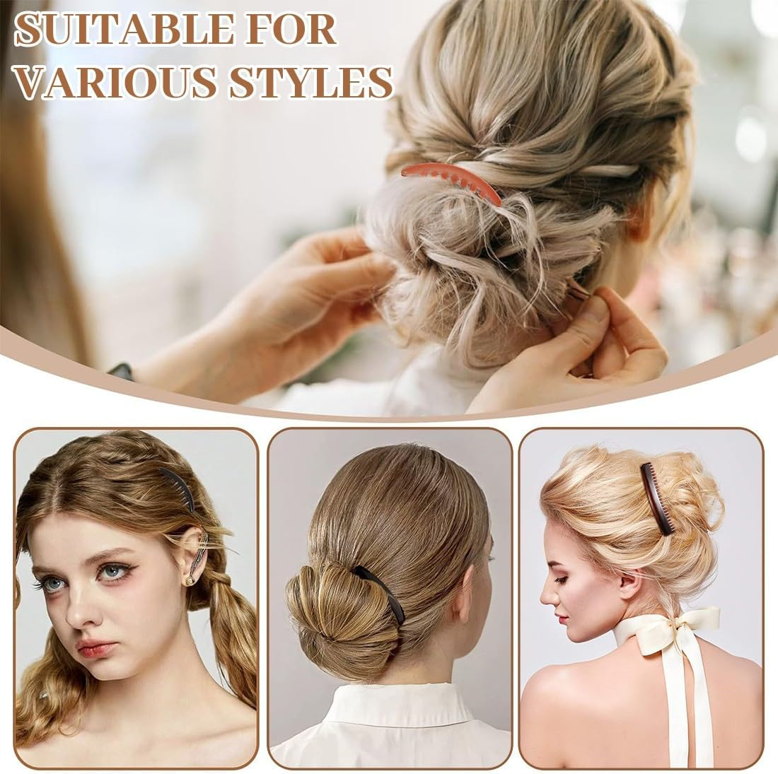 IBXWMNG Pack of 8 Hair Combs for Cliping, French Side Combs Mini Hair Side Combs Vintage Style Comb Clips Hair Side Combs Accessories for Women Girls All Hair Types image number 2