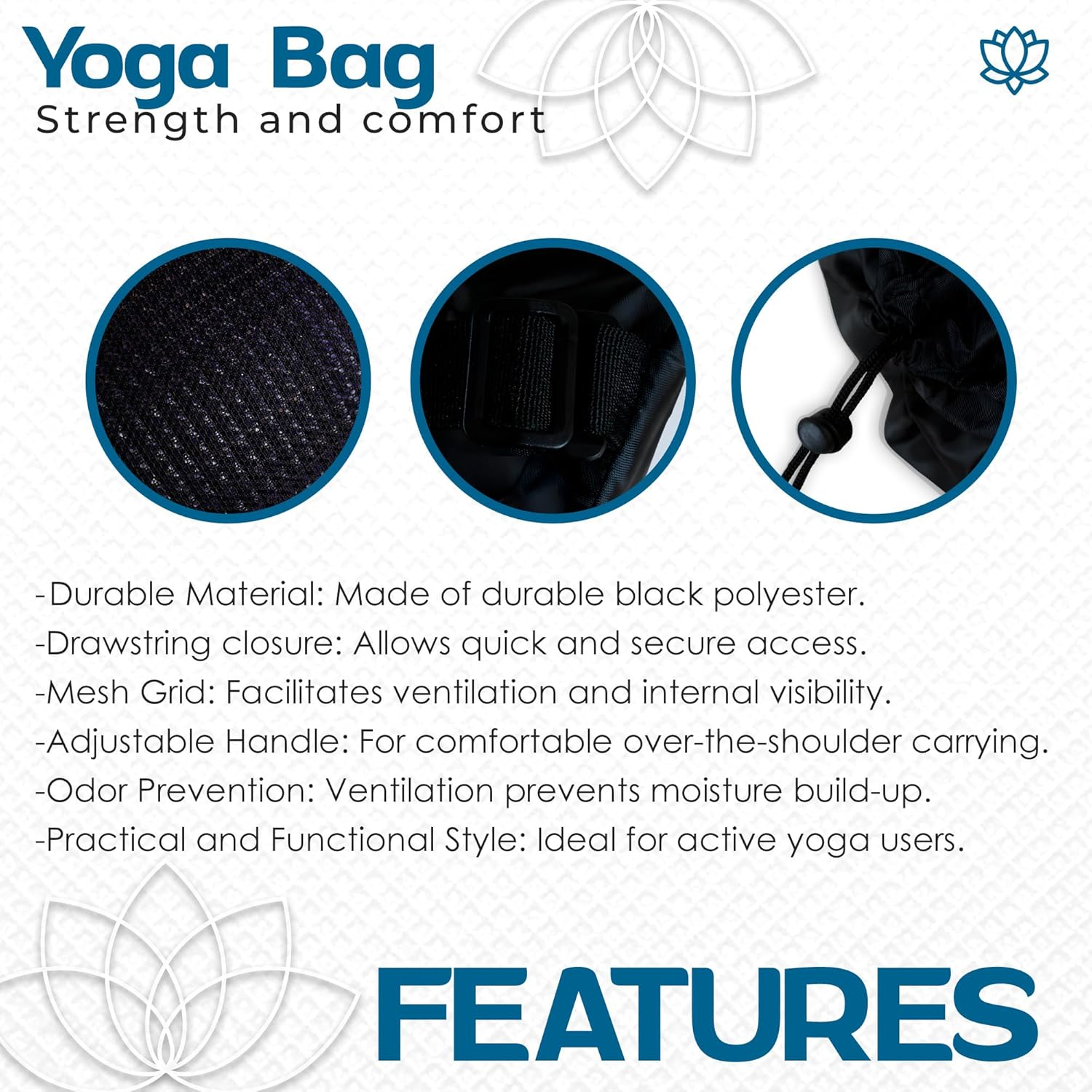 DOJA Barcelona Yoga Mat Bag Black 25 X 24.5 X 82 Cm Yoga Polyester Bag Yoga Accessories for Sports, Fitness, Pilates, Gymnastics Mat with Carry Strap image number 4