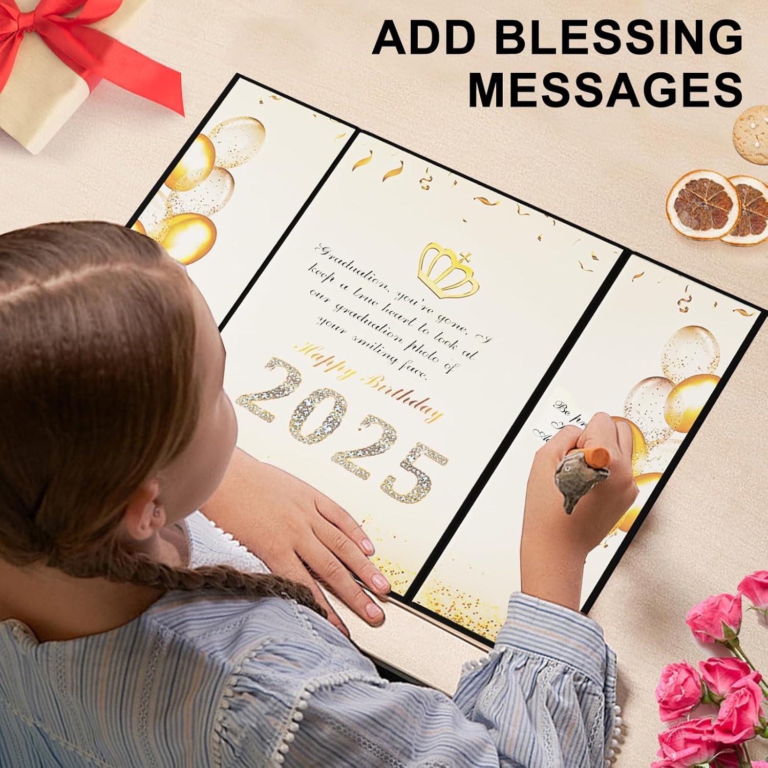 ZSYTZL Black Gold Happy Birthday Decorations Party Decorations Birthday Card Birthday Guest Book,Happy Birthday Signature Guest Book Party Supplies for Men Women Suitable for All Ages Birthday Gifts