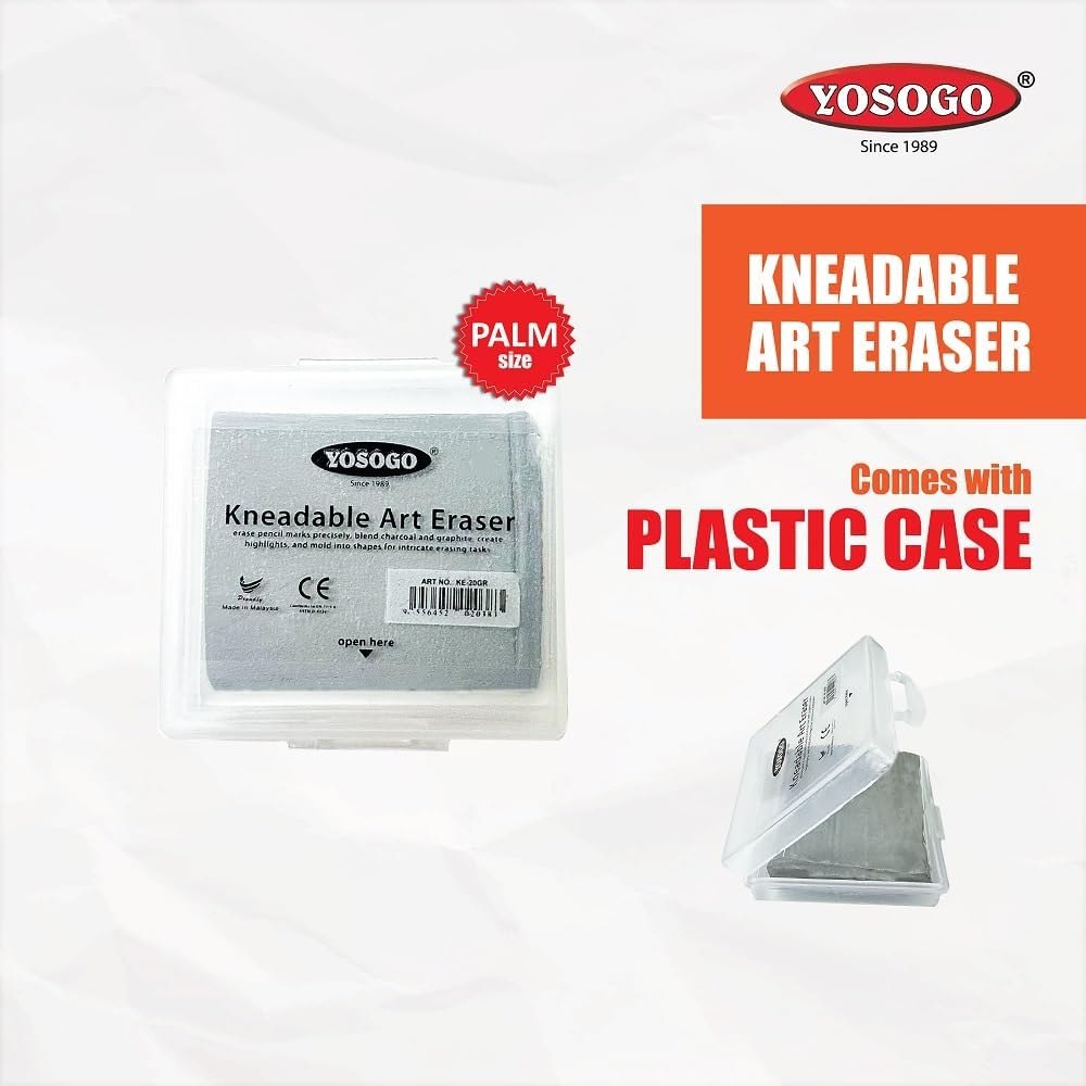 Yosogo Kneadable Art Eraser with Case (Grey, 2) image number 1