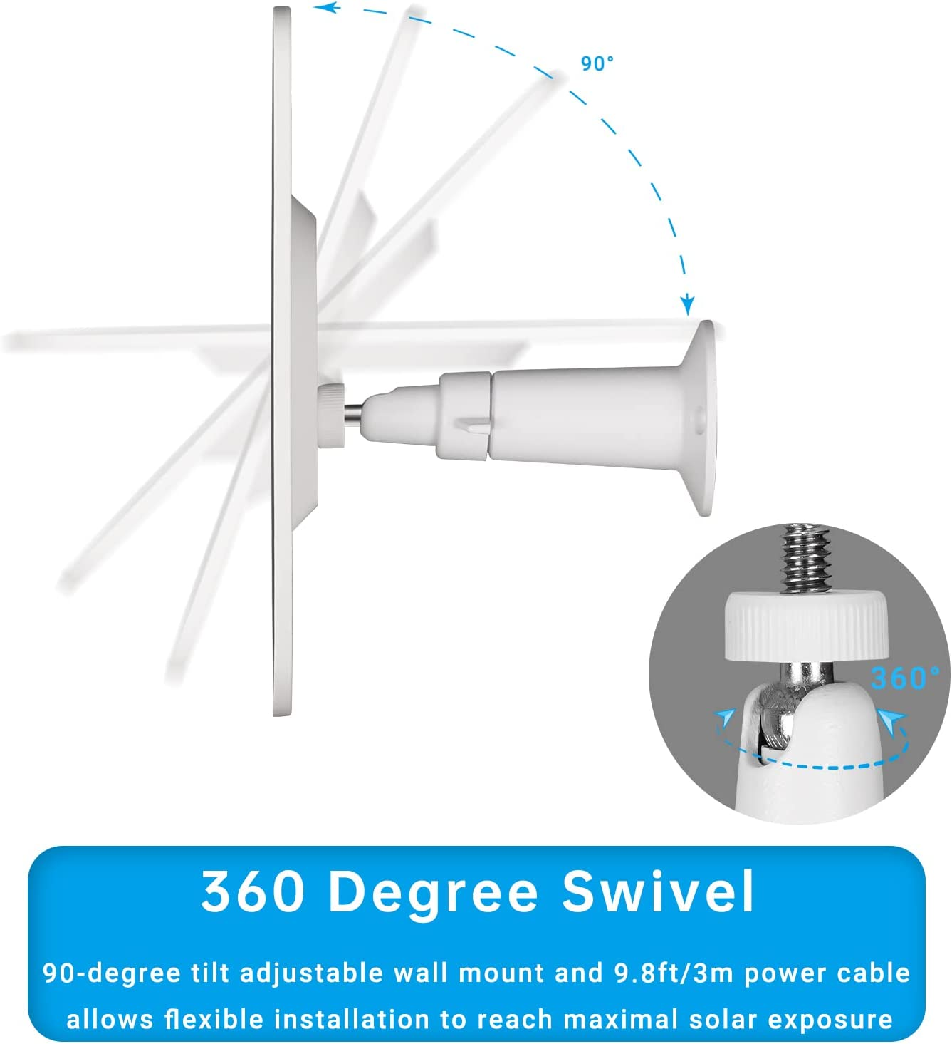 Upgrade 5V 5W Solar Panel for Security Camera, Compatible with Eufycam 2C/2C Pro/2/2 Pro/E20/E40/E, Solar Panel with Micro USB Port, USB-C Adapter and 9.8Ft/3M Charging Cord, 2 Pack, White image number 1
