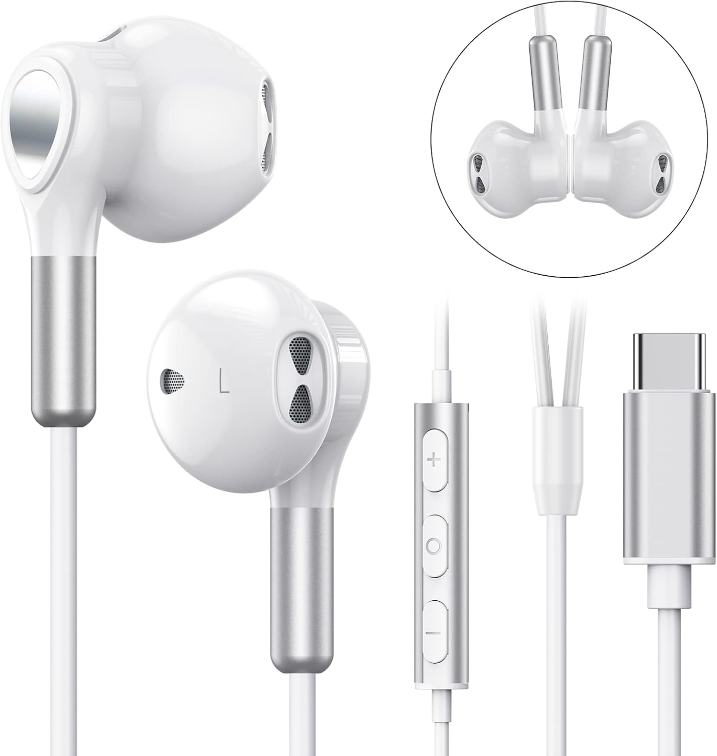 USB C Headphones for Samsung Galaxy S23 Ultra S22 S21 FE S20 A53 A54 USB C Earphones with Microphone In-Ear Headphones Wired Earbuds USB Type C Earphones for Ipad Pro 2022 Ipad Air 5/4/Mini 6, Pixel 7 image number 6