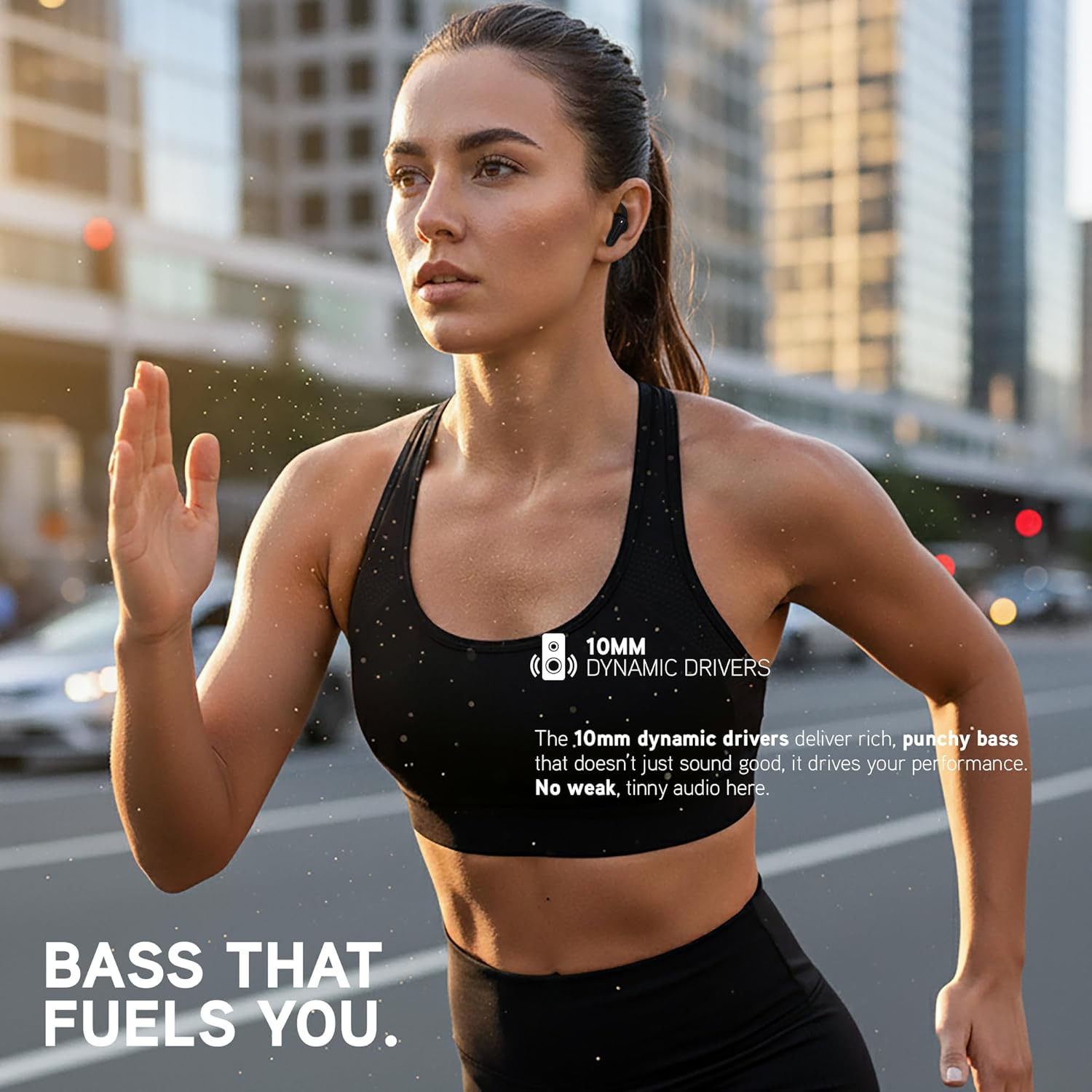 Blueant Pump Air X3 True Wireless Earbuds, Secure Sport Fit, IP67 Waterproof, Long Battery Life, Bluetooth 6.0 with Clear Calls, USB-C Charging, Black - Orange image number 6