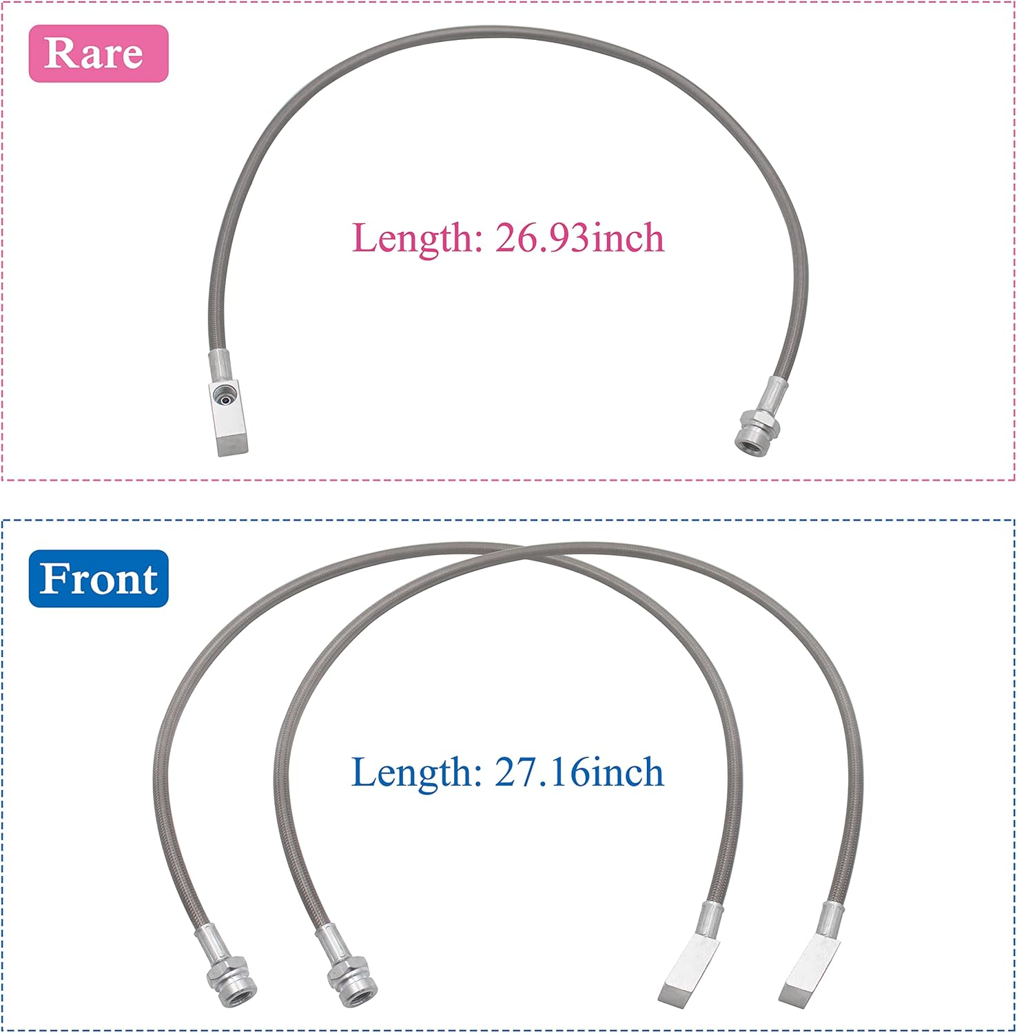 89715 Front and Rear Extended Stainless Brake Lines Replacement for 1987-2006 Jeep Wrangler TJ YJ 84-01 Cherokee XJ, 89702 and 89703 Brake Lines Kit for 4"-6" Lift image number 5
