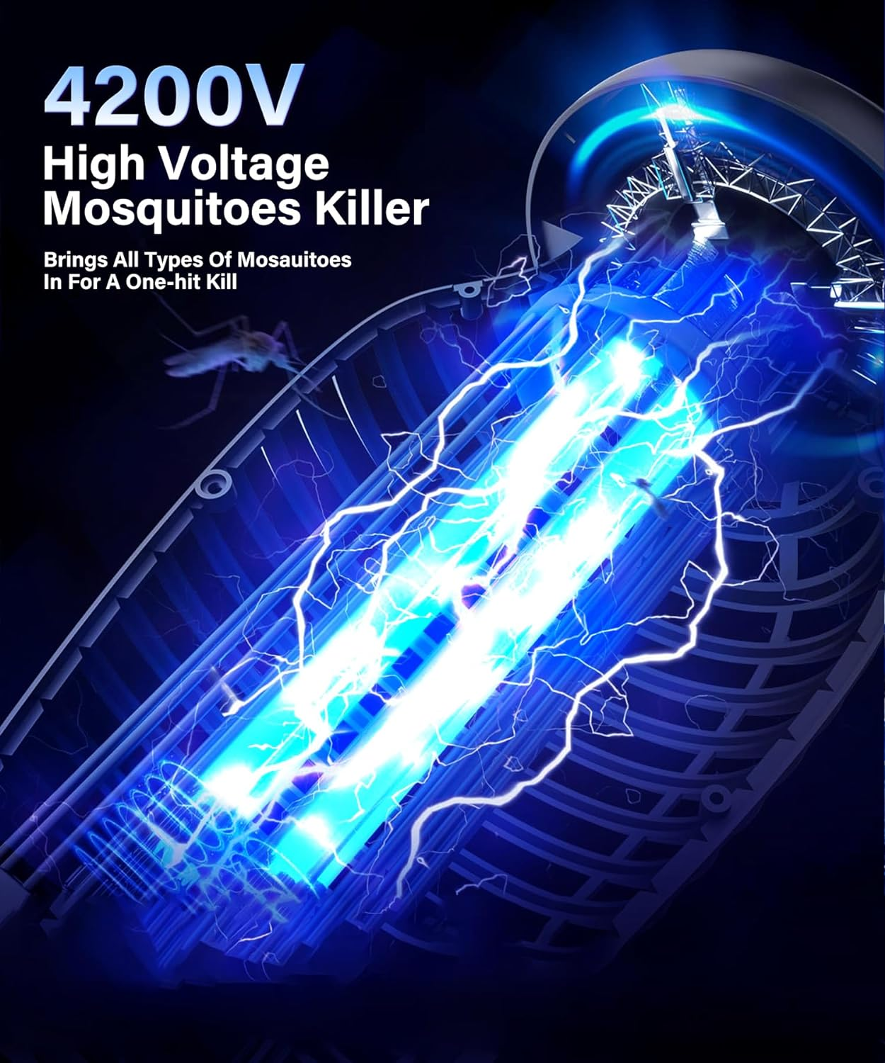 Bug Zapper Electric Fly Trap, Mosquito Zapper 4200V Fly Repellent, Mosquito Killer Indoor Bug Trap, Insect Mosquitoes Trap Lamp, Outdoor Bug & Mosquito Zapper Waterproof for Garden & Camp image number 4