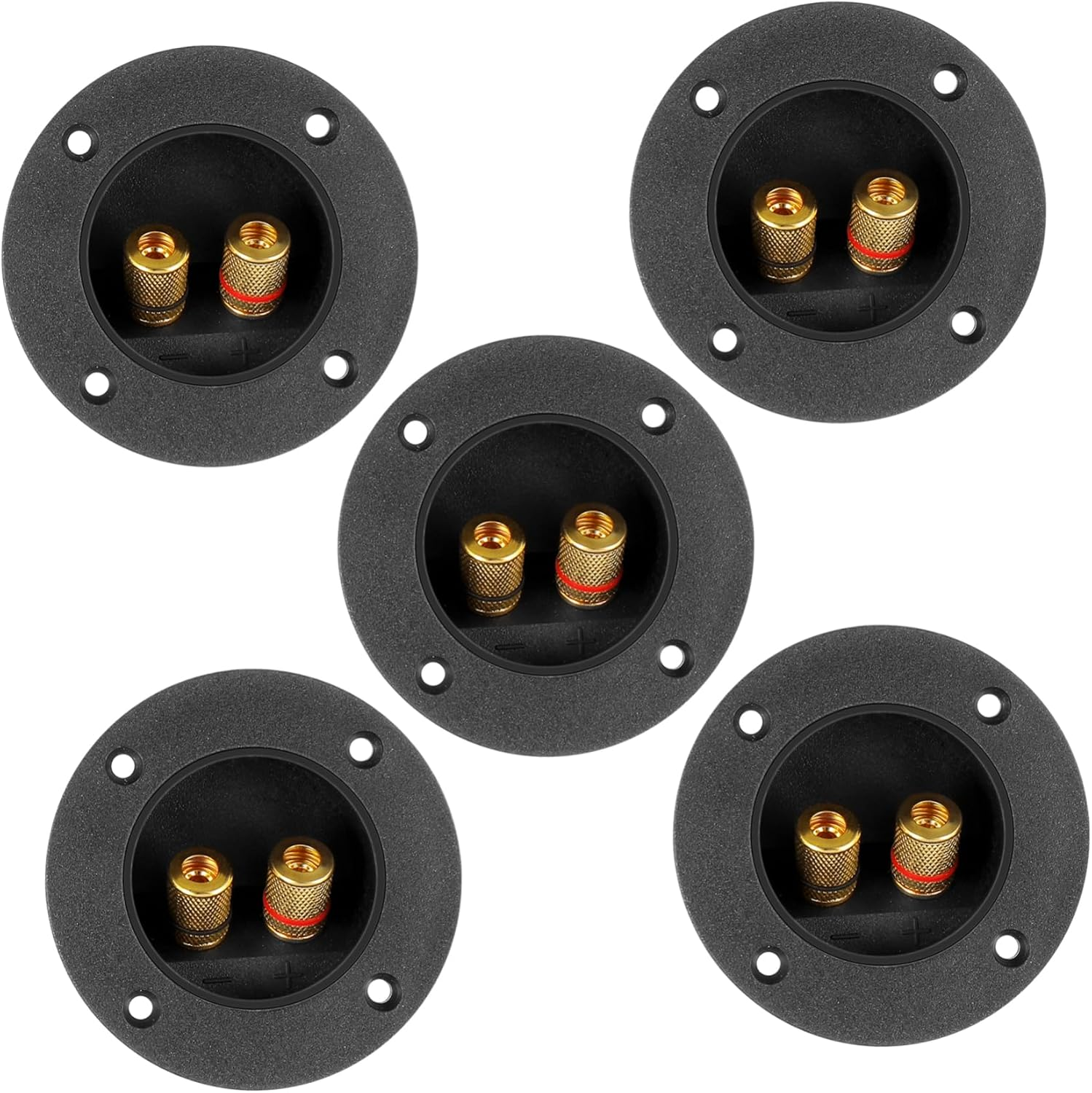 Angoily 5Pcs round Speaker Terminal Binding Post Copper Connectors for DIY Home Car Audio Subwoofer Speaker Wiring Hifi Sound System Installation image number 4