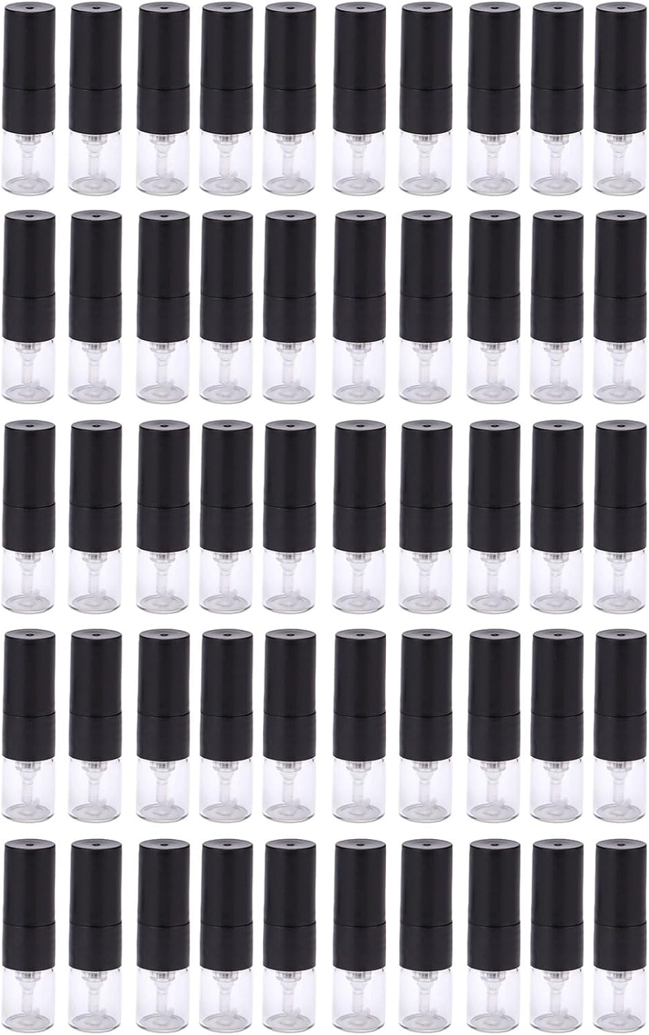 50PCS Leak Proof Miniature Perfume Spray Bottle 1ML Refillable Glass Atomizer and Easy Fragrance Transfer Sample Dispenser