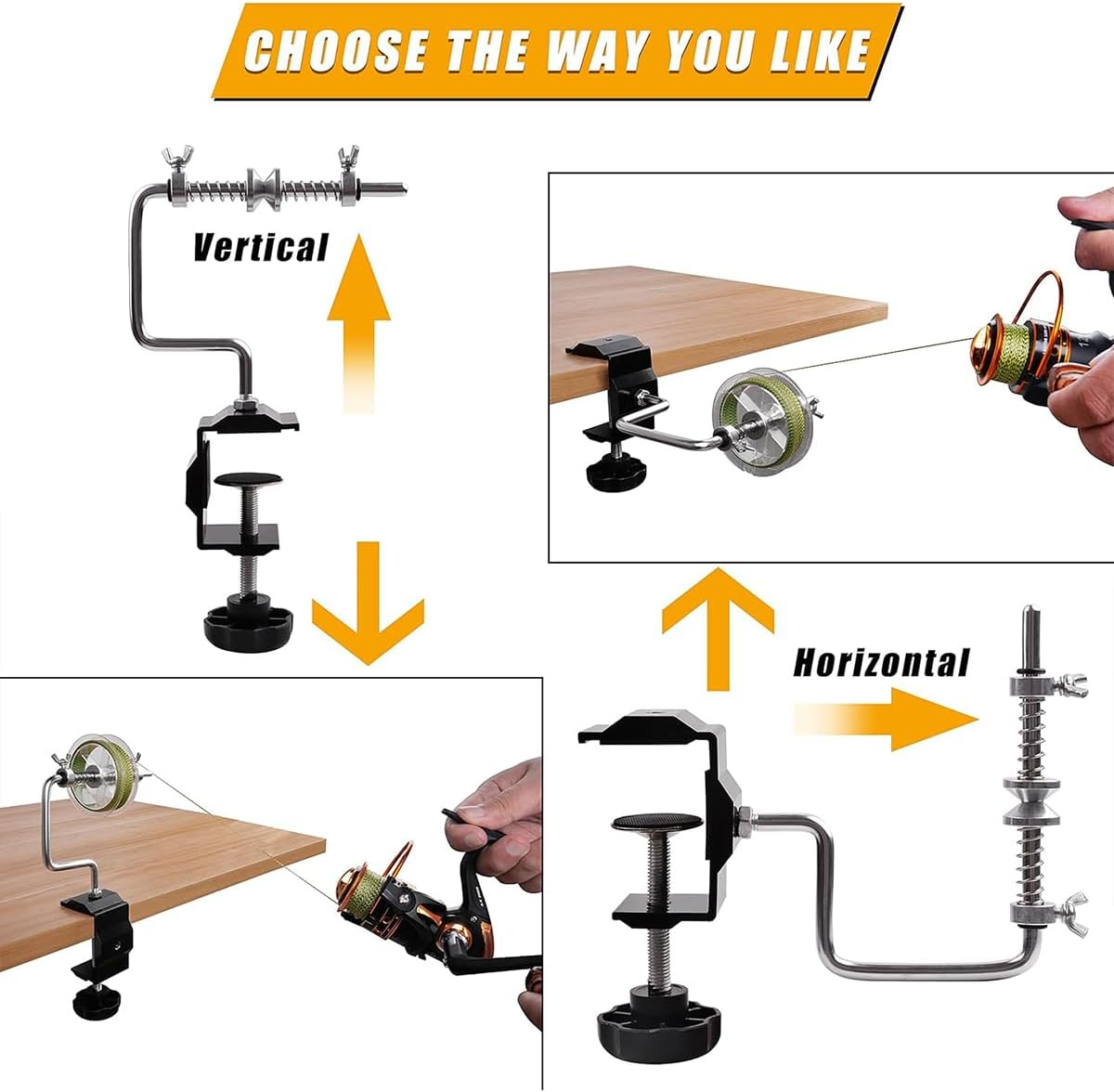 AIMALL Fishing Line Spooler &ndash; Adjustable Wire Winder for Spinning & Baitcasting Reels &ndash; Clamp-On Line Spooling Station with Aluminium Alloy Frame & Spring Tension Control image number 3