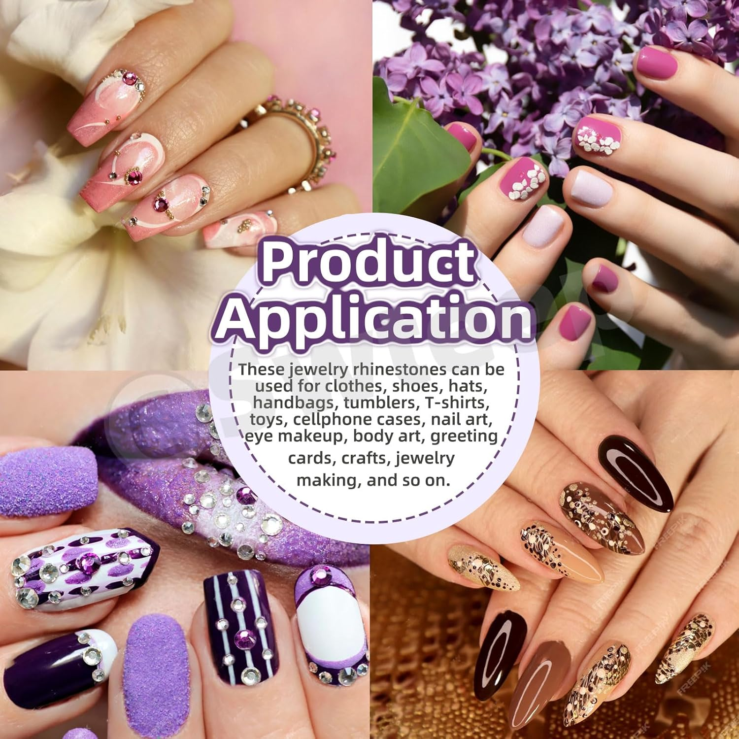 Swpeet 2606Pcs Jewelry Adhesive with 4 Mixed Sizes 2Mm 3Mm 4Mm 5Mm Clear Rhinestones Kit, Clear Flat Back Crystal round Glass Gems for DIY Clothes Fabric Shoes Jewelry Making Nail Art image number 1