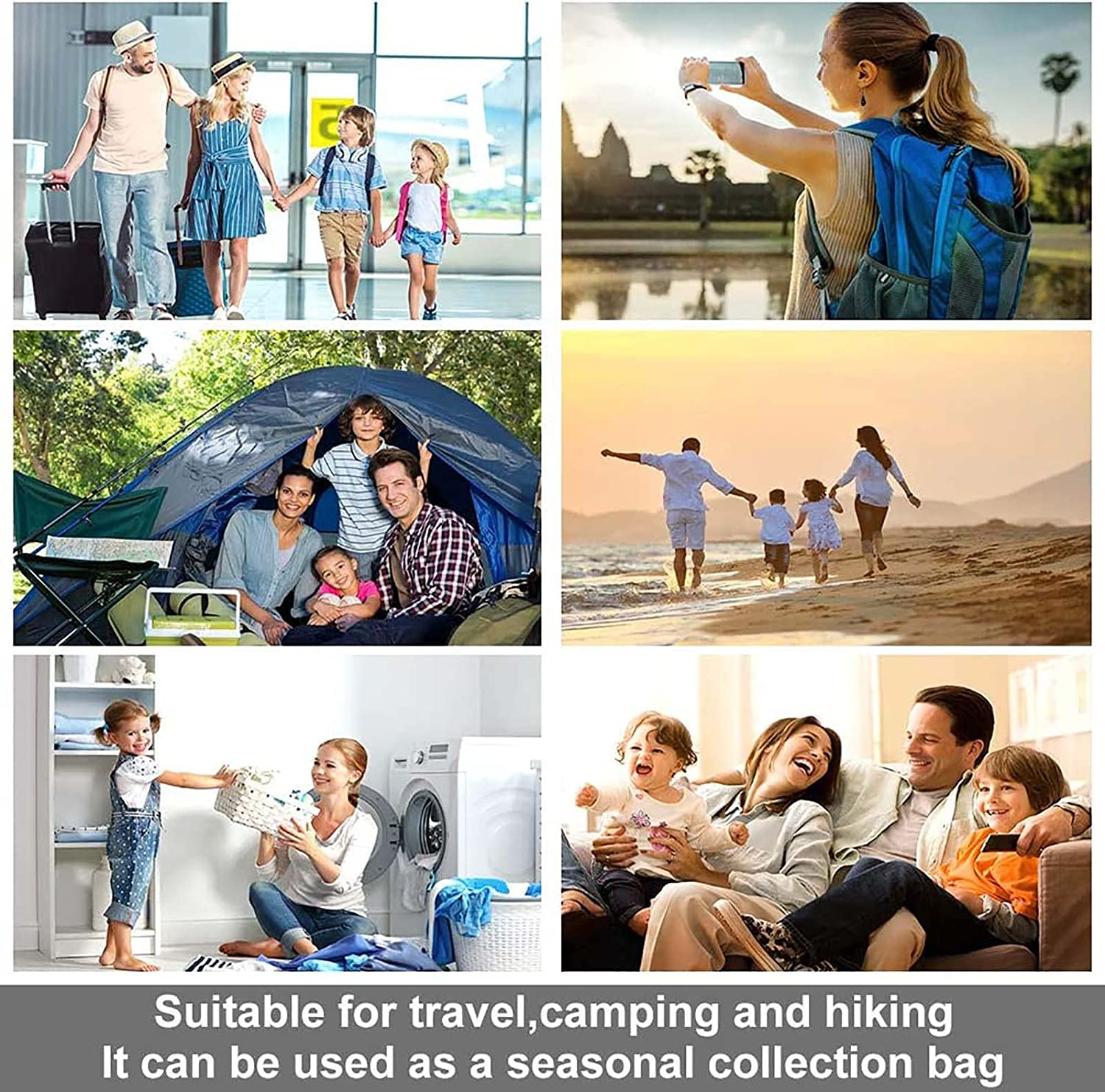 6 Pack Travel Space Saver Bags Vacuum Storage 35X50Cm,Compression Packing Cubes,Sealer Bag Roll-Up Compression Storage No Vacuum Needed and Packing Organizers for Travel, Comforters, Clothes