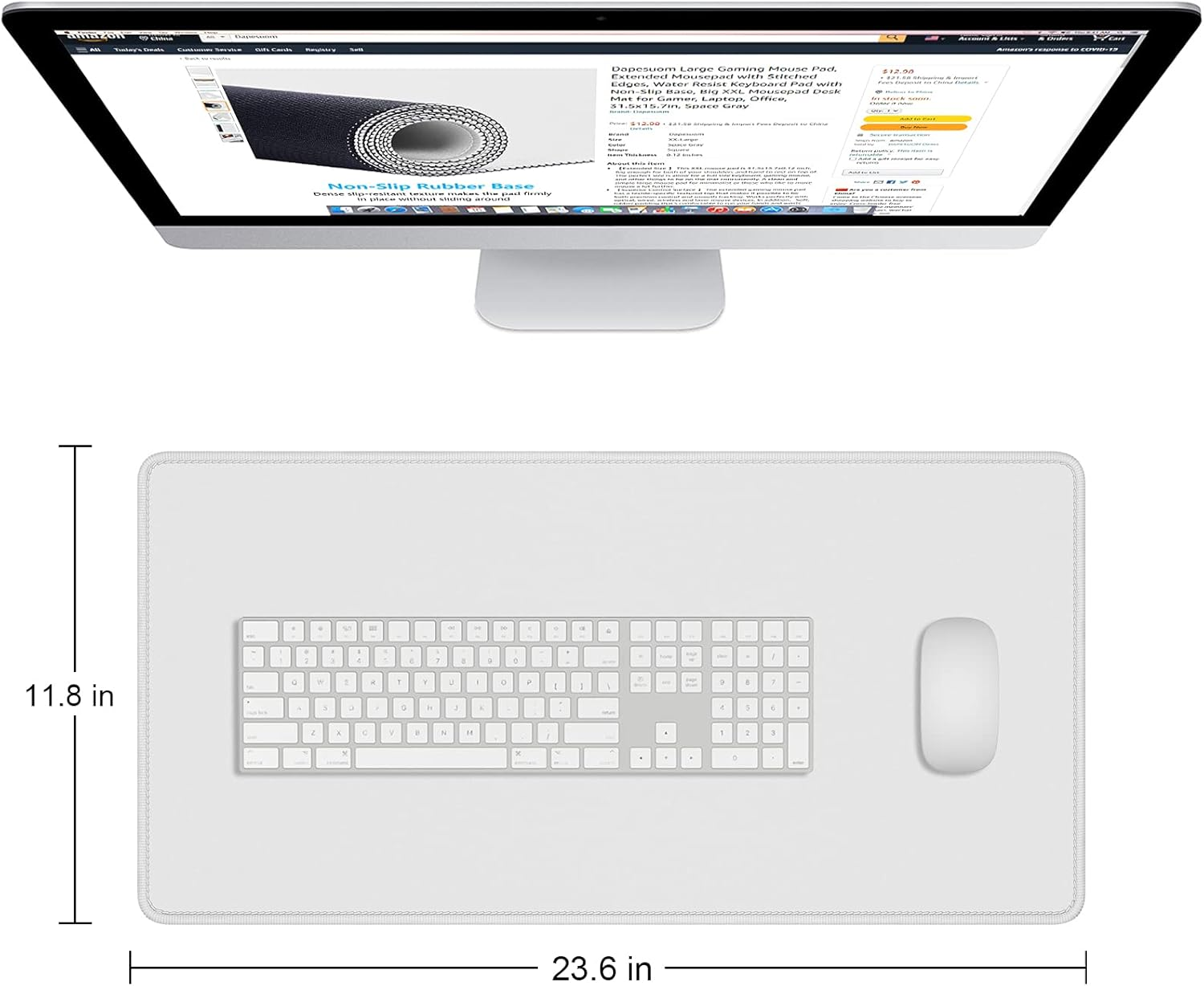 Dapesuom Large Mouse Pad, Extended Gaming Mouse Mat with Stitched Edges, Full Size Desk Mats with Non-Slip Base, Computer Big Desktop Keyboard Pad for Gamer, Laptop, Office, 23.6 X 11.8 In, Space Gray - Apricot Yellow image number 2