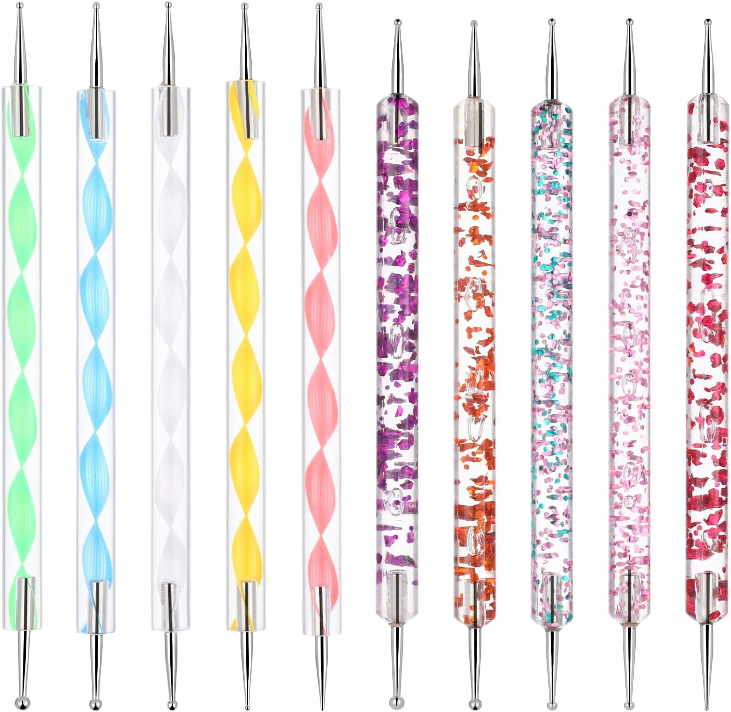 Pack of 10 Dotting Pen Nail Art Dotting Tools Rhinestone Nail Design Marbleizing Tool for Dots and Marbling image number 4