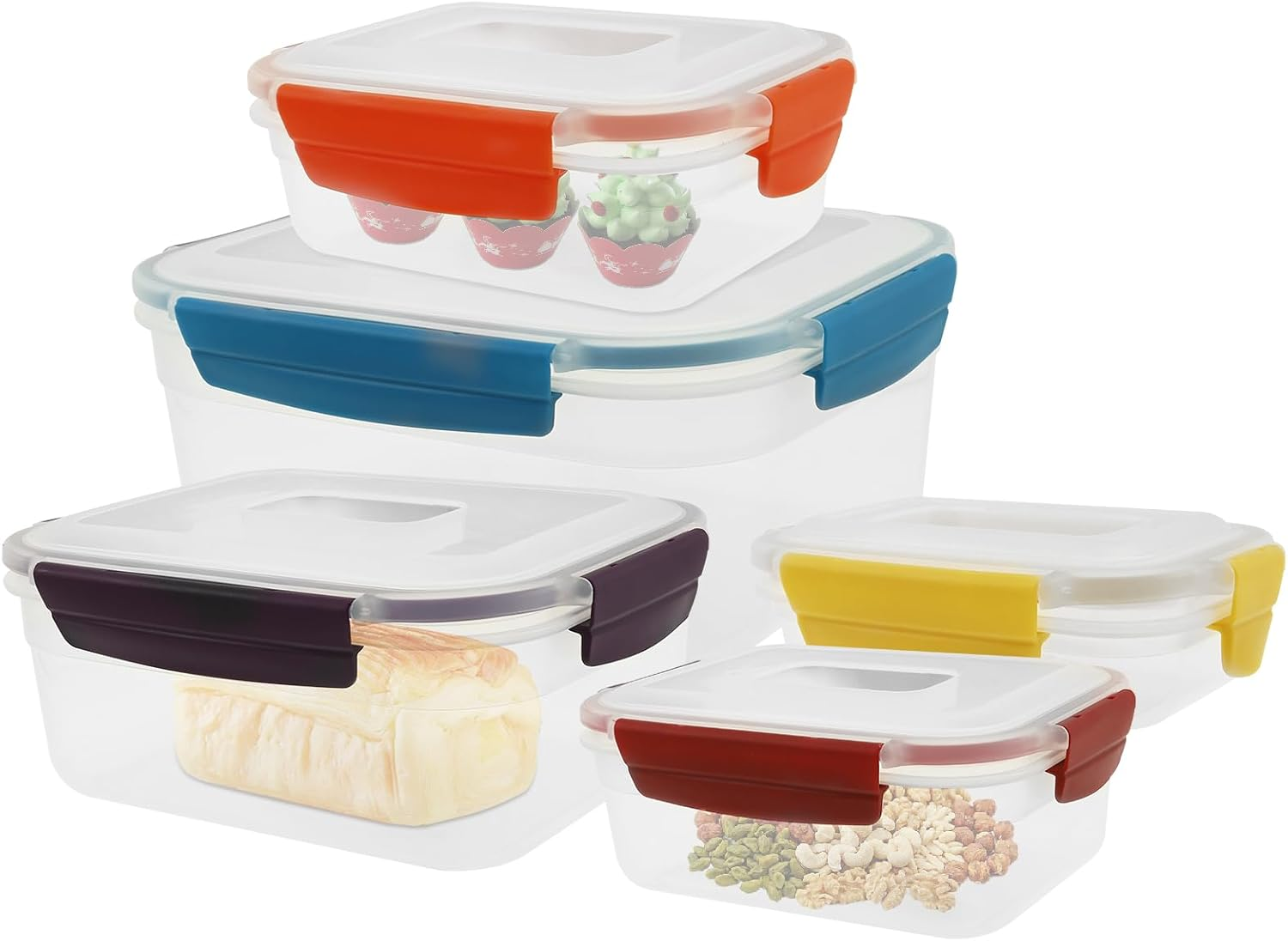 5Pcs Food Container, Silicone PP Food Box, Case Well Sealed Container Keep Fresh Food Box, Box for Kitchen & Organisation image number 4