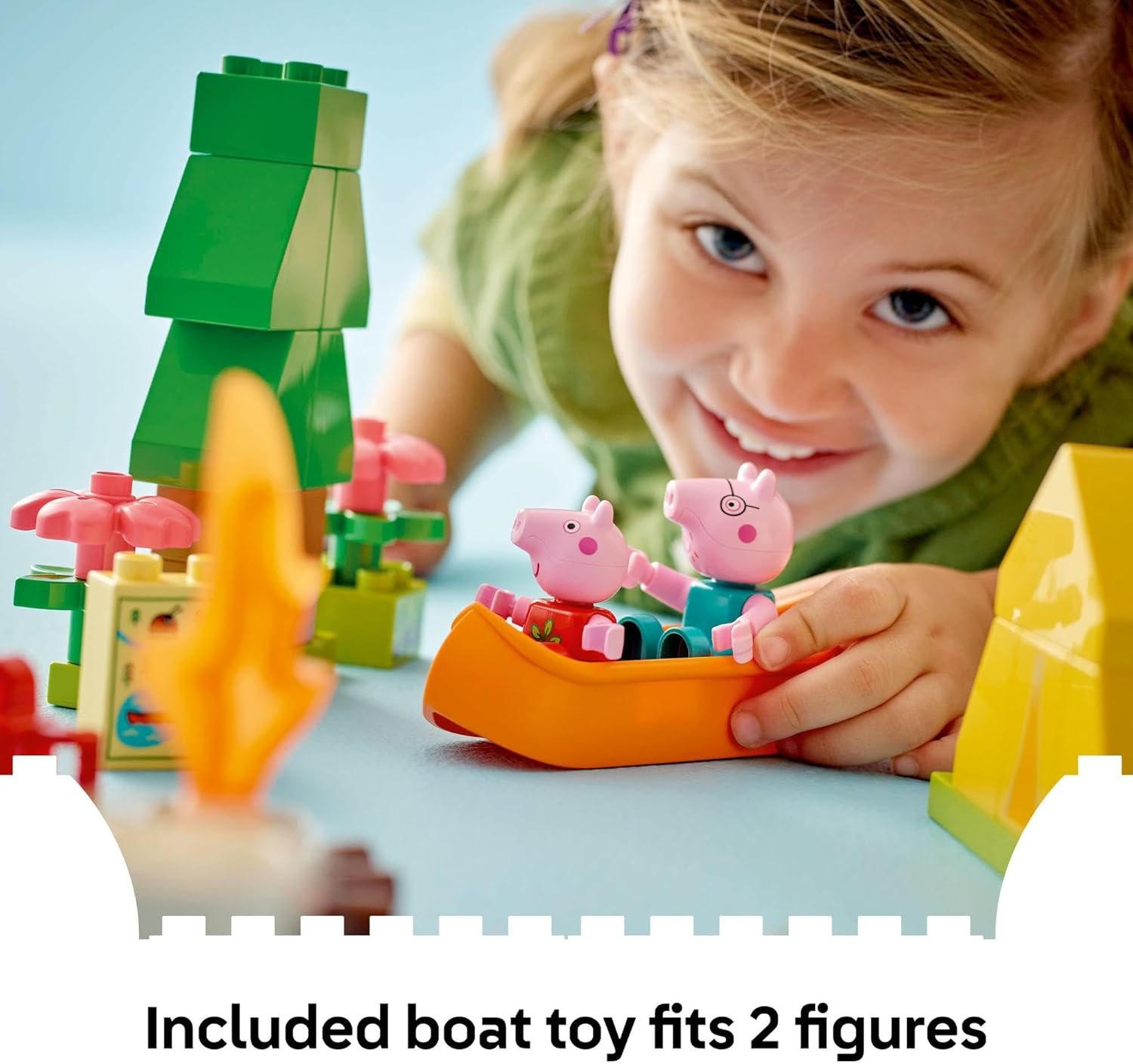 LEGO DUPLO Peppa Pig Camping Trip Kids Toy for 2+ Year Old Girls & Boys, Building Set for Toddlers with Tent, Canoe, and 2 Animal Figures Incl. Daddy Pig, Educational Colour Sorting Blocks 10452 image number 3