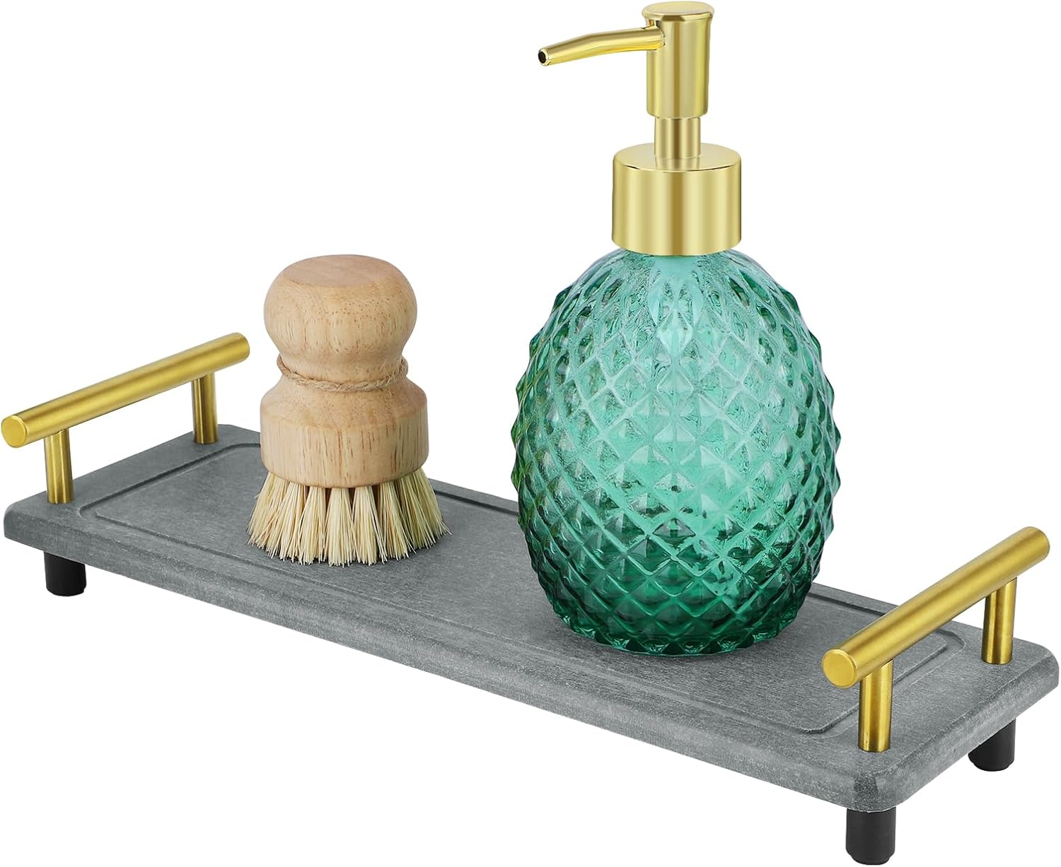 Segbeauty Stone Quick Dry Tray, Countertop Diatomaceous Tray, Instant Dry Sink Organizer, Home Sink Caddy, for Toiletries & Plants, Countertop (With Golden Handle) image number 6