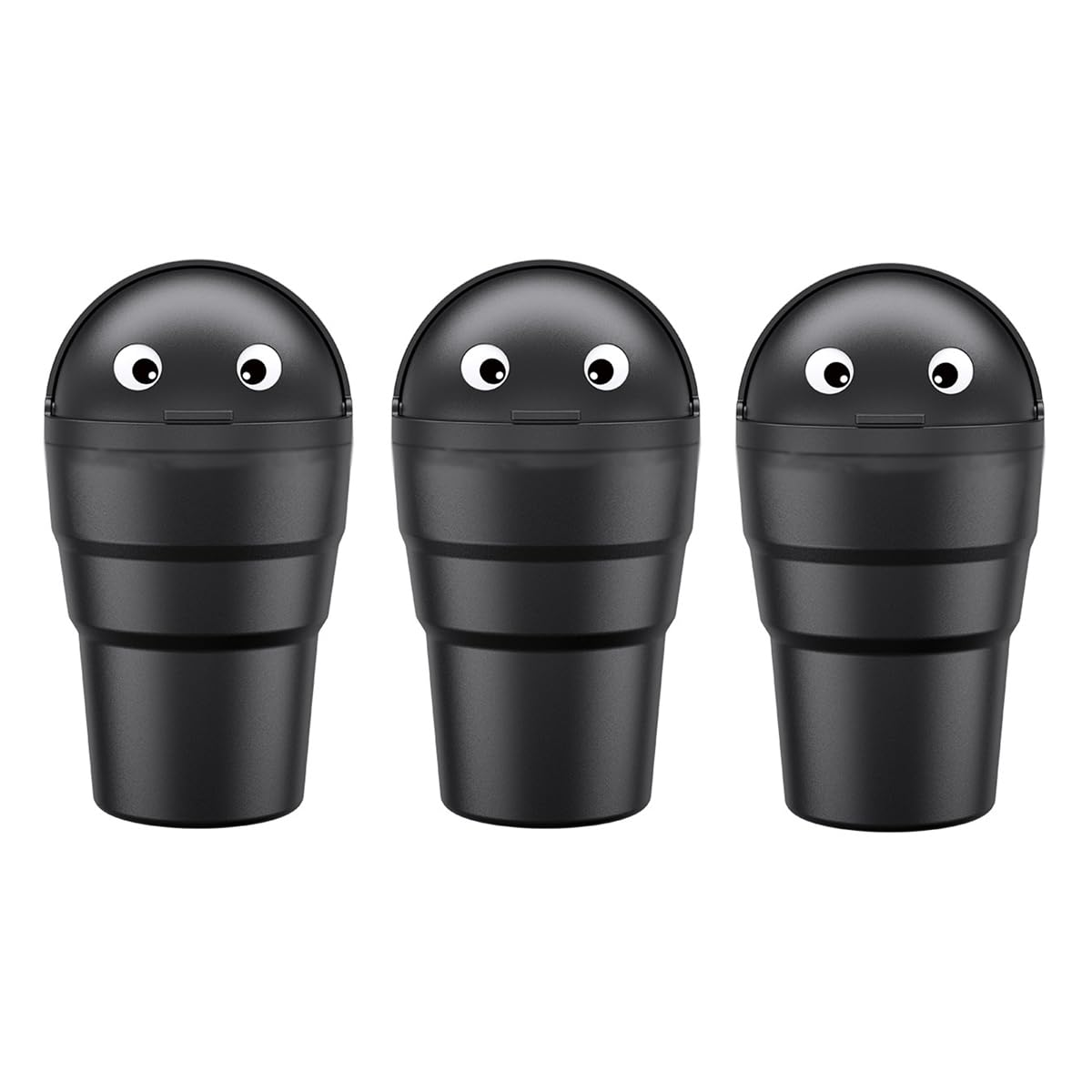 Aimall 3-Pack Portable Car Trash Bins, Compact Cup-Shaped Design, Cute Black Storage Bins for Car Use, Leakproof Garbage Containers with Lid, Easy to Empty, Dimensions: 3.7X6.65 Inches image number 4