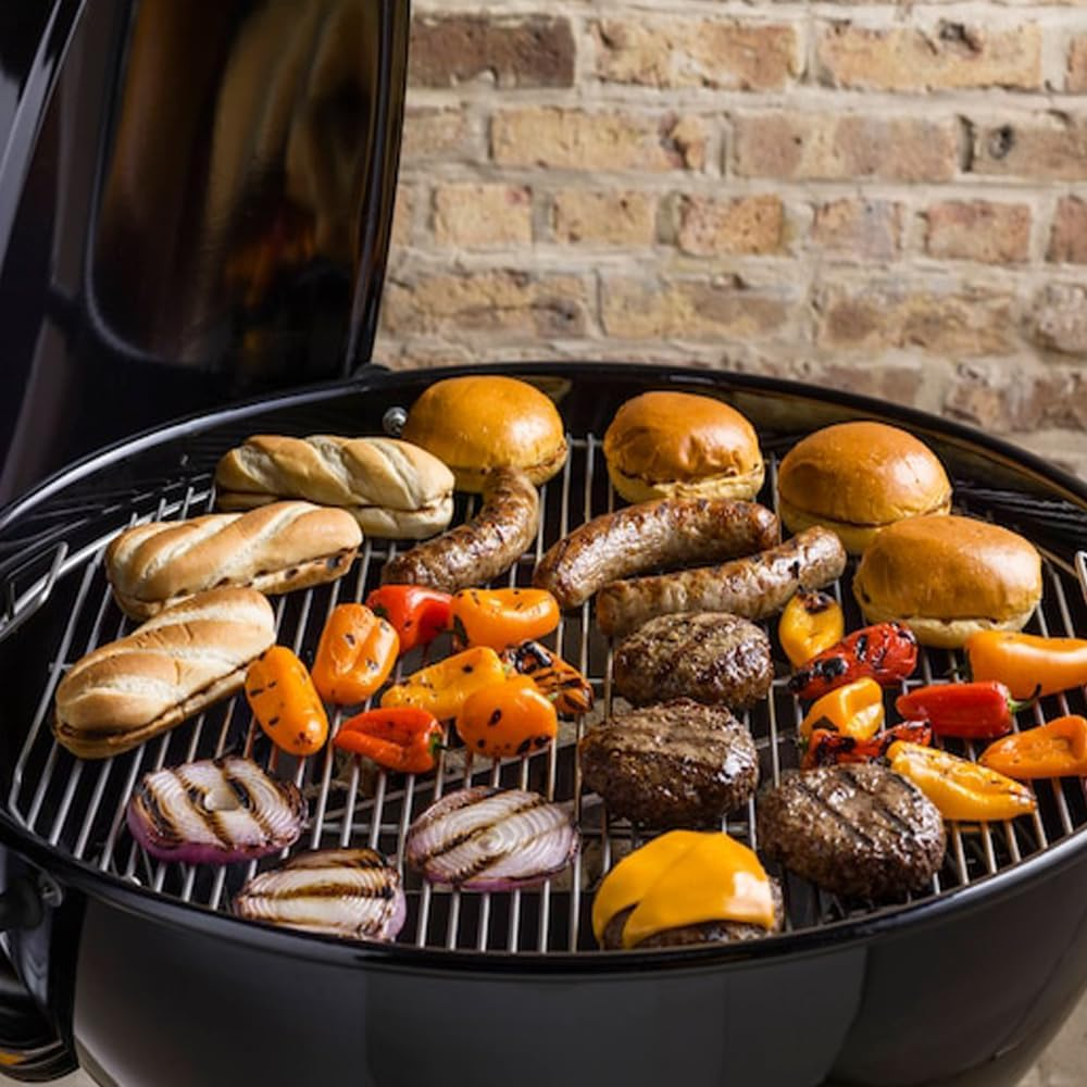 Hinged Cooking Grate for 22&rdquo; Charcoal Grill, round Charcoal Grate for Weber 7436, Grill Grate Replacement Part for Weber One-Touch, Smokey Mountain Cooker, 22" Kettle Charcoal Grill Parts with Handle image number 4