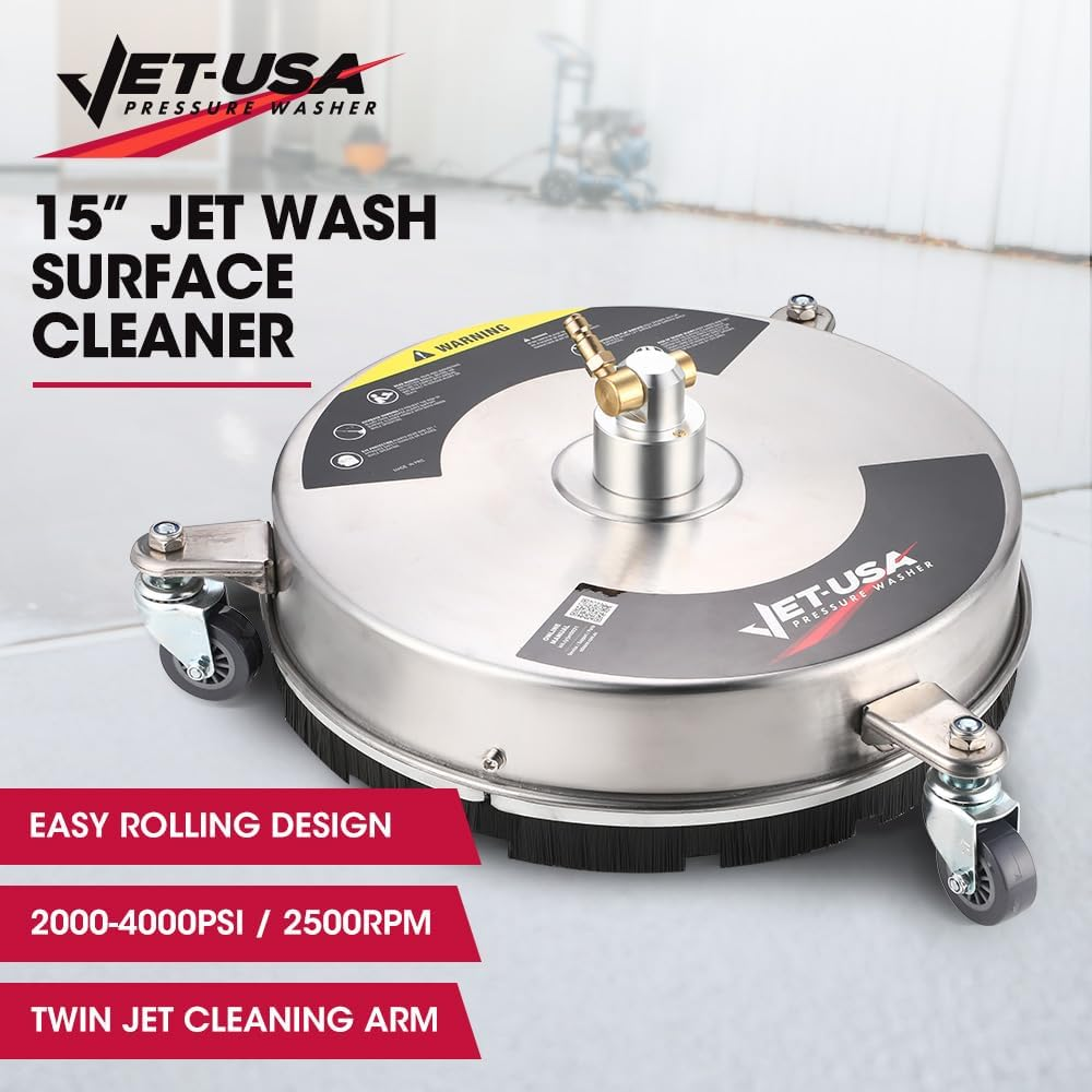 Jet-Usa 15" Stainless Steel Pressure Washer Surface Cleaner, 1/4" Fitting image number 6