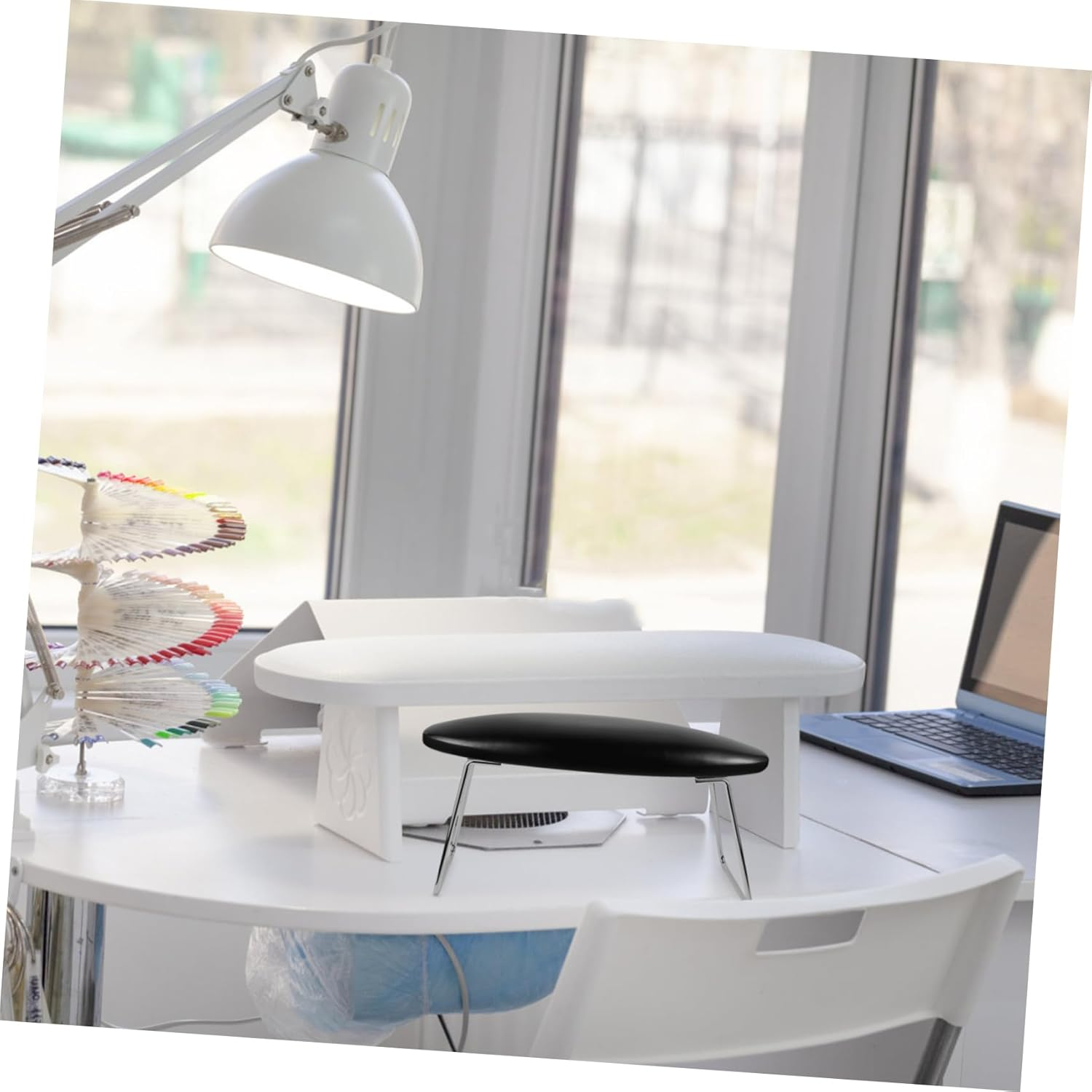 Leather Nail Art Hand Pillow Cushion with Bracket Arm Rest Manicure Tool for Nail Salon Training and Home Use Black Armrest for Stable Finger Support image number 1