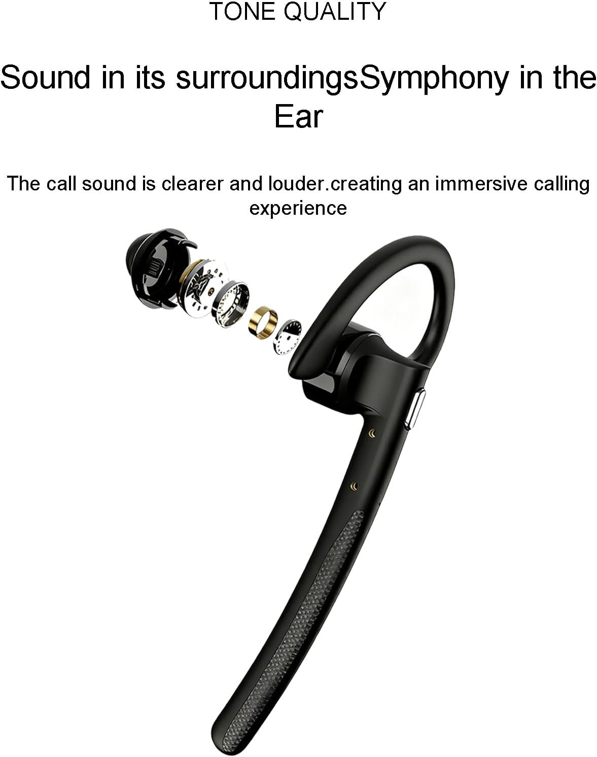 Bluetooth Headset, Wireless Bluetooth 5.4 Earpiece Single-Ear Headset Hands-Free Earphones,In Mic with Charging Case,Dualable Hands-Free Headphones with Built-In Mic for Work Trucker Office Meeting image number 4
