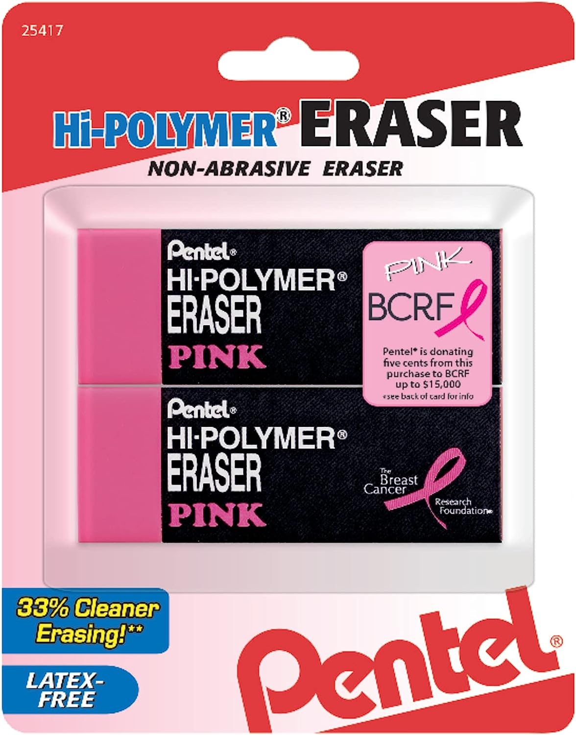 Pentel Hi-Polymer White Cap Erasers 10 Pack ZEH02BP10