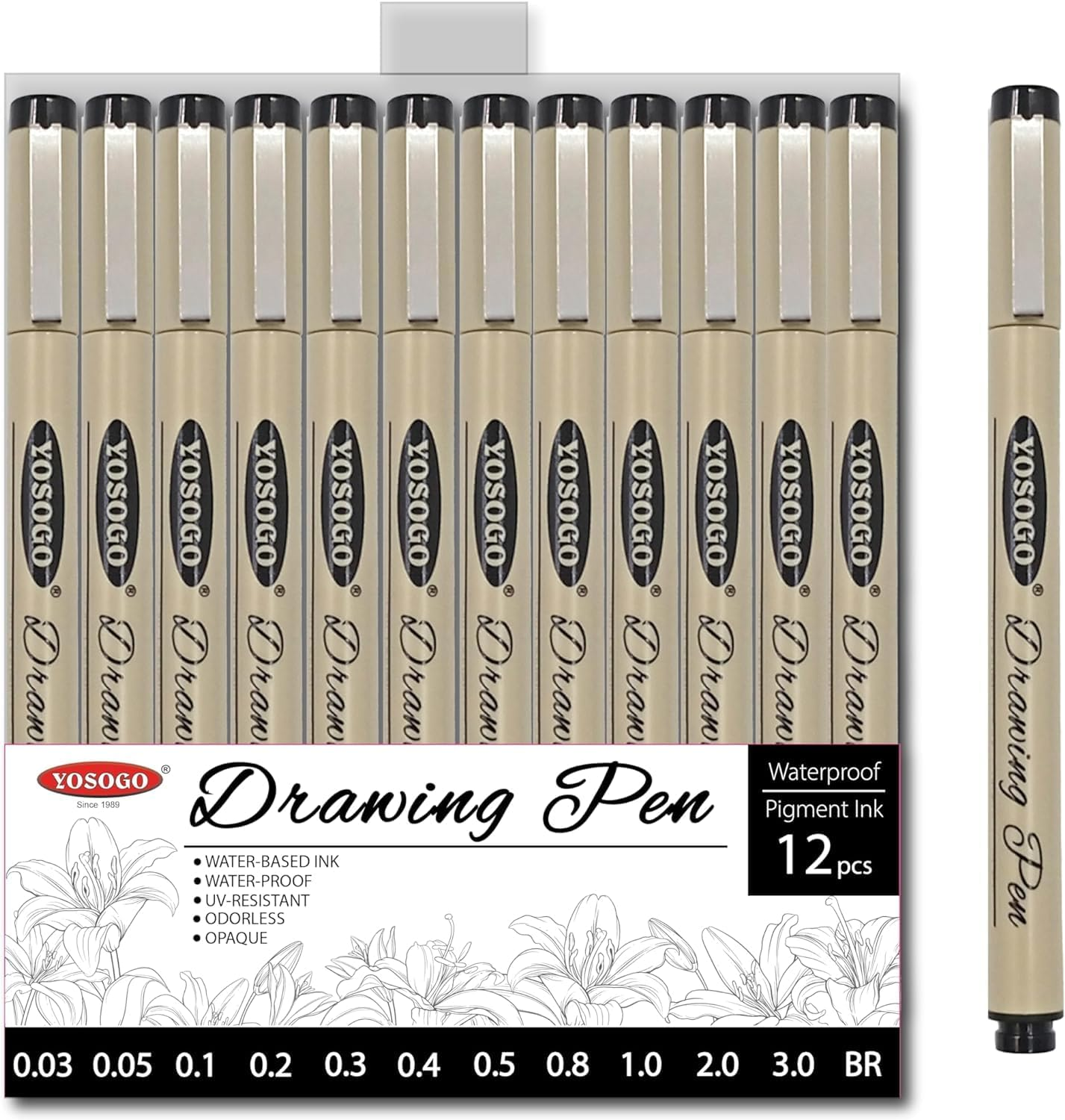 YOSOGO Professional Drawing Pen Set &ndash; Assorted Fine Liner Sets (4, 8 & 12 Pens) for Sketching, Journaling & Technical Drawing image number 2