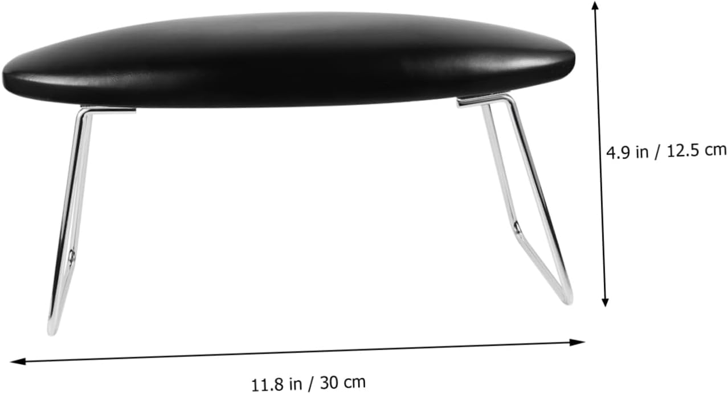 Leather Nail Art Hand Pillow Cushion with Bracket Arm Rest Manicure Tool for Nail Salon Training and Home Use Black Armrest for Stable Finger Support