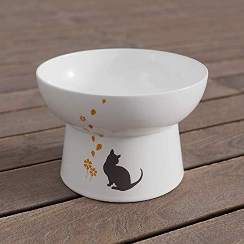 Minibees Raised Cat Bowl,Elevated, Porcelain Made, Pet Supplies, Backflow Prevention, Stress Free, Small to Medium, Safety Choice for Your Pet, Superior for Wet and Dry Food image number 2