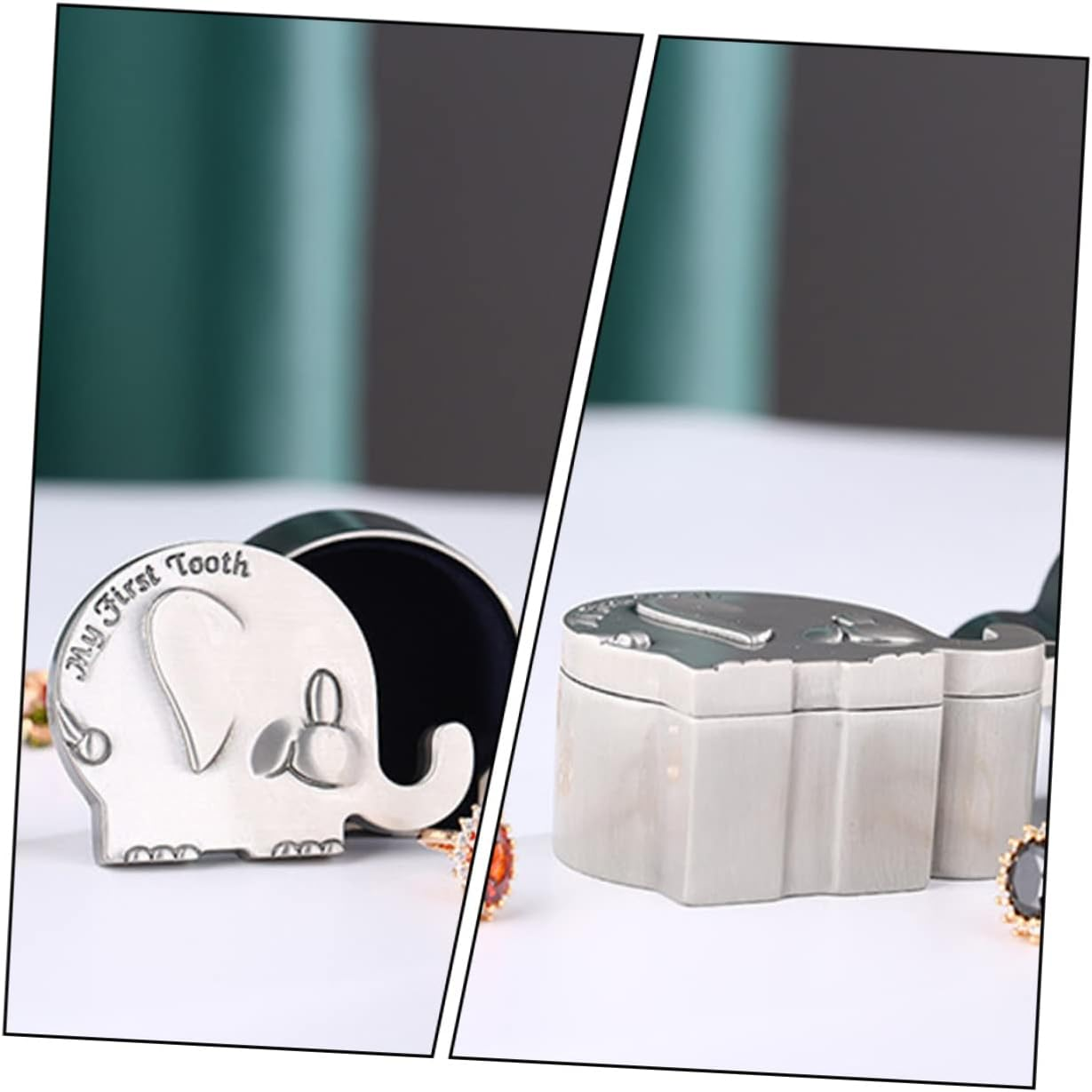 Zinc Alloy Fetal Box First Tooth Curl Keepsake Elephant Shape Storage Box image number 5