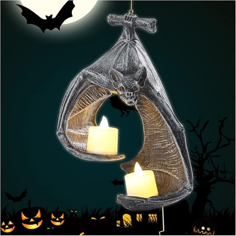 Gothic Bat Wall Sconce Tealight Candle Holder with Candles, Halloween Decoration image number 5