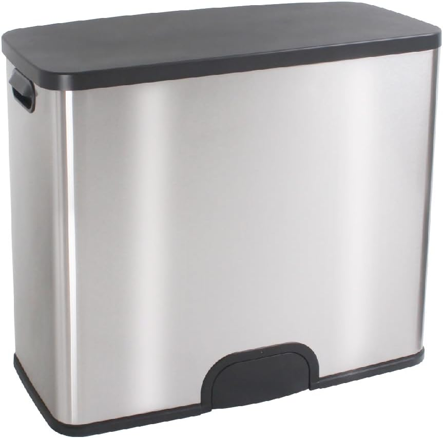 White Magic Smart Bin Duo &ndash; 46L, Toe Tap Operation, Dual 23L Bins for Recycling & General Waste, Soft Close Lid, Stainless Steel, Fingerprint-Free, Battery-Powered with 10,000 Cycles, 1-Year Warranty image number 1