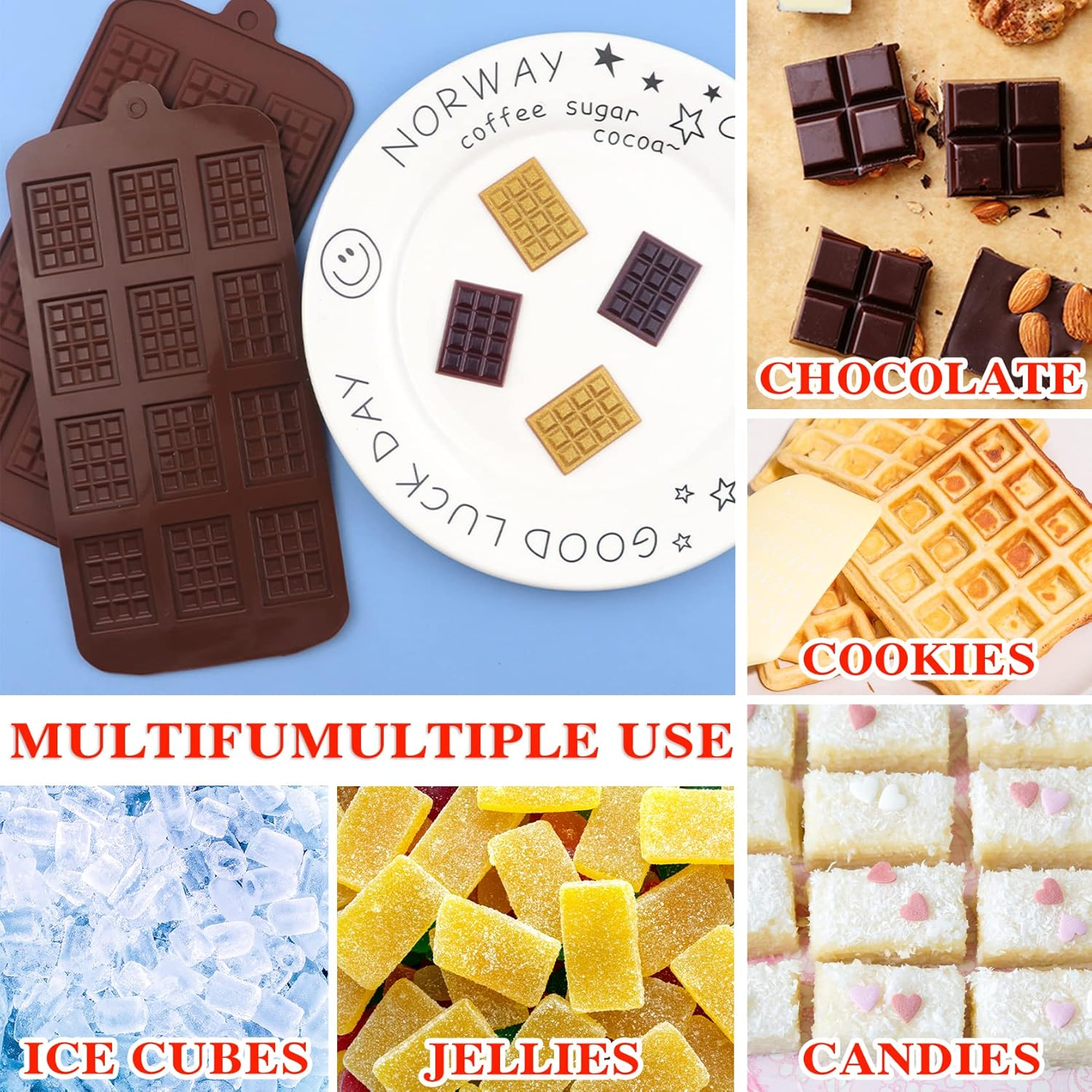 2 Pieces Silicone Square Chocolate Moulds, Non-Stick, Reusable, Multi-Purpose, Great Value Set - 2P Pink image number 7