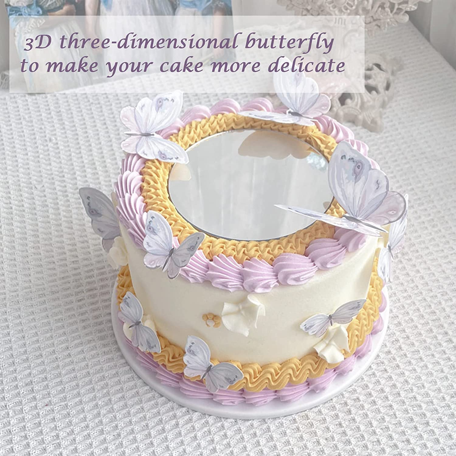 Birthday Cake Toppers,38-Pieces Butterfly Cake Decorations with Happy Birthday Cake Toppers for Baby Shower Wedding Birthday Party Decor image number 5