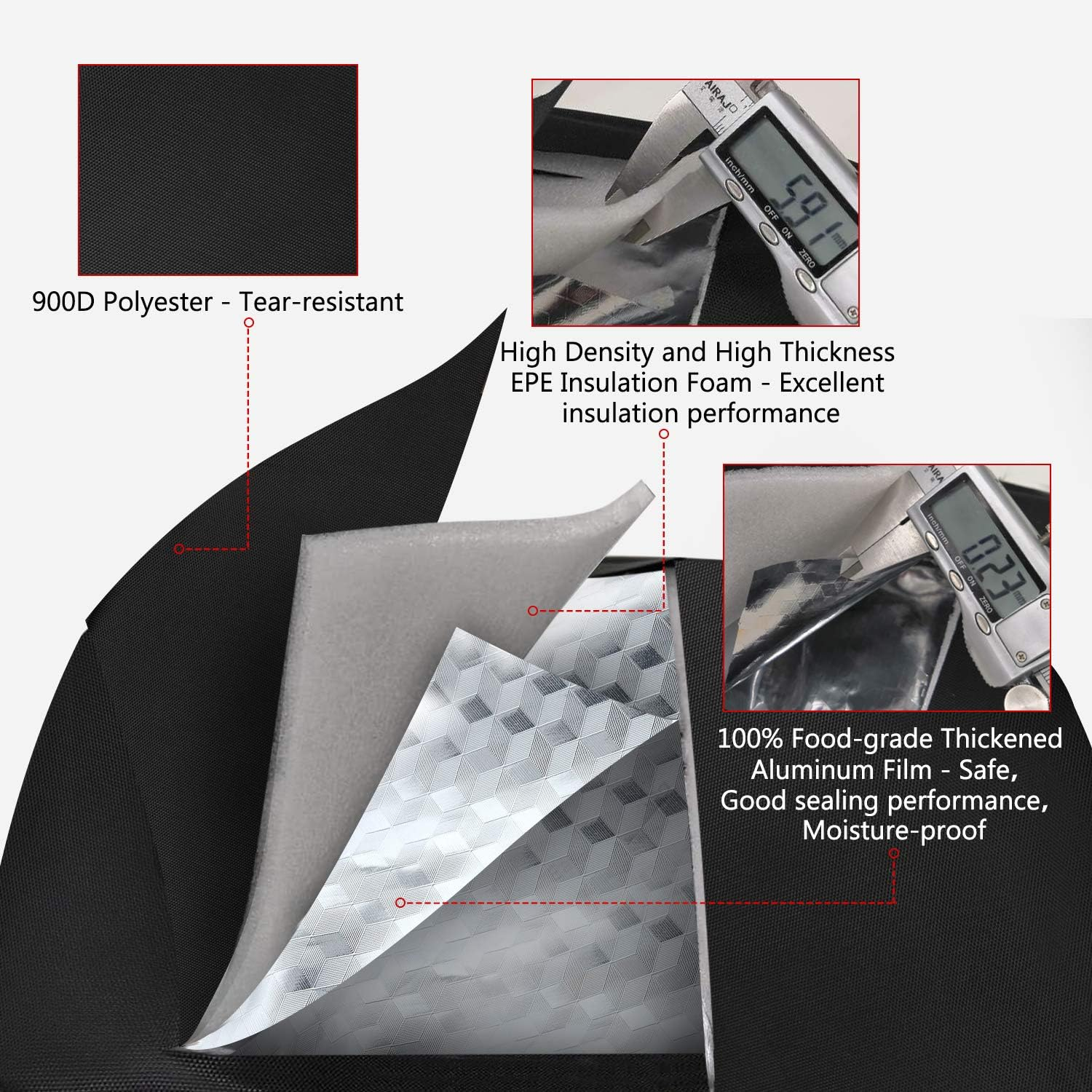 Gloppie Small Lunch Bag for Men Women Insulated Lunch Box Mini Lunchbox Kids Lunch Box Bag Adult Portable Cooler Bags Reusable Snack Bag Black - E. Green image number 4