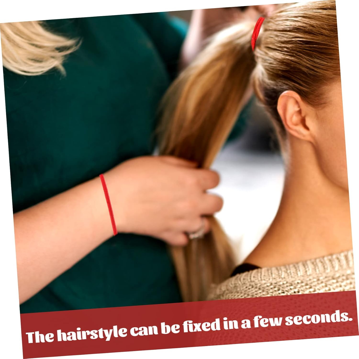 AUTSUPPL 100Pcs Red Elastic Hair Bands Nylon Thin Seamless Hair Ties for Fitness and Outdoor Activities Suitable for Types - Red image number 4