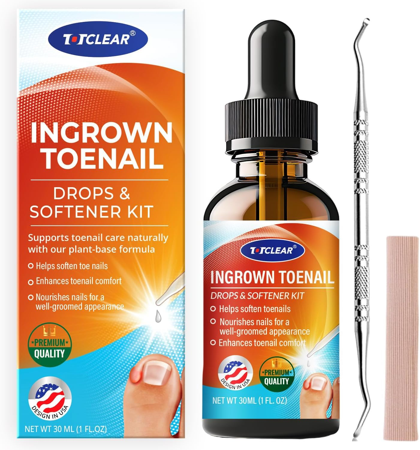 Ingrown Toenail Drops: Ingrown Toenail Tool for Men Women - Big Toe Ingrown Nail Tool - Ingrown Toenail Removal Kit - Ingrown Toenails Softener Kit with Toe Caps - Ingrown Toenails Solution - 30Ml image number 6