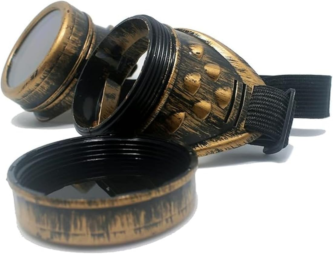 Steampunk Goggles Glasses，Motorcycle Goggles Lenses Ocular Loupe for Party Steampunk Rave Glasses Festival Goggles (Black)
