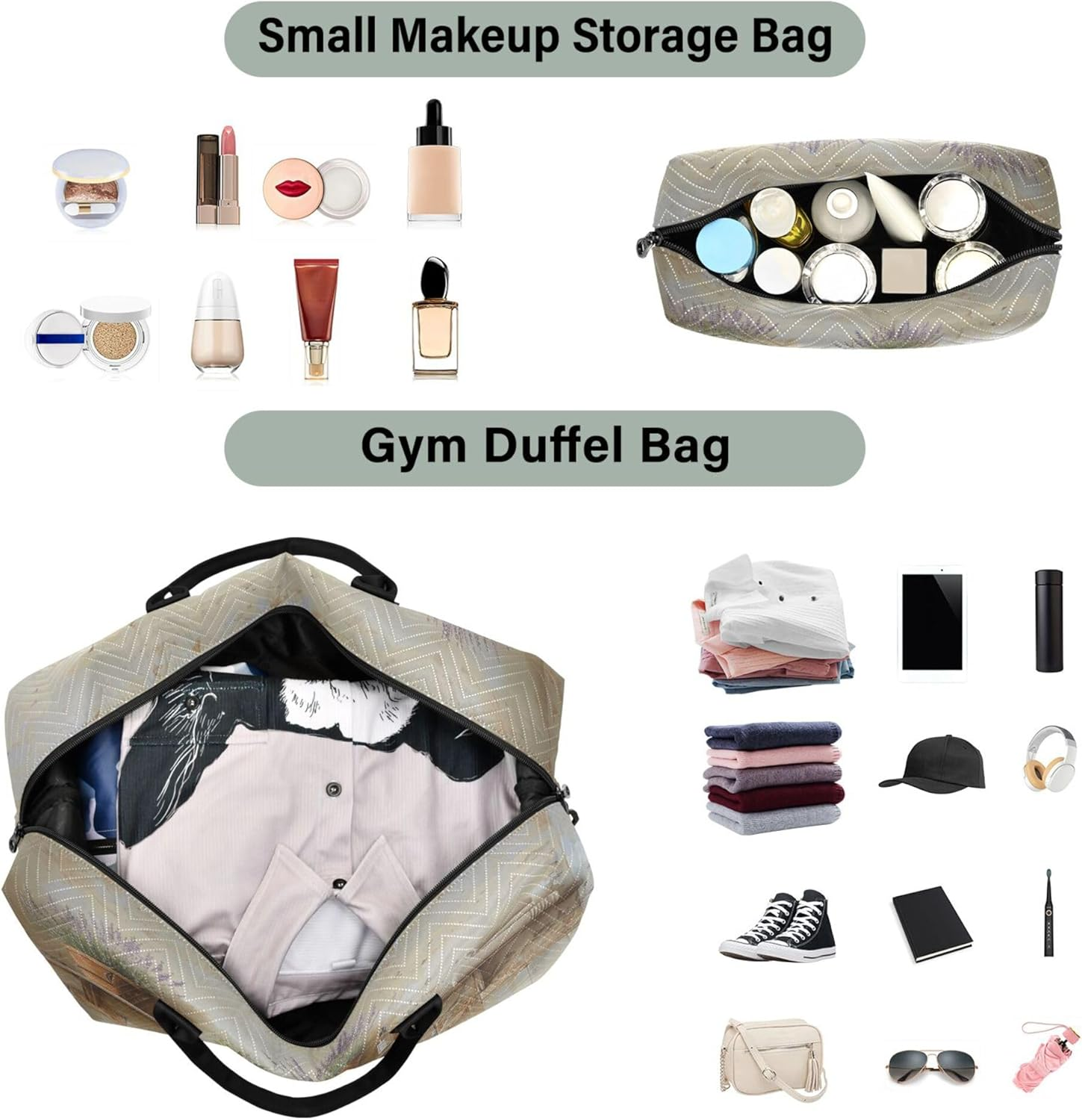 Travel Duffel Bag Travel Tote Gym Bag Overnight Bag with Toiletry Bag for Sports Foldable Elegant Bathtub with Vintage Tiles, Multi, 1 Size, Modern/Fitted, Multi, 1 Size, Modern/Fitted