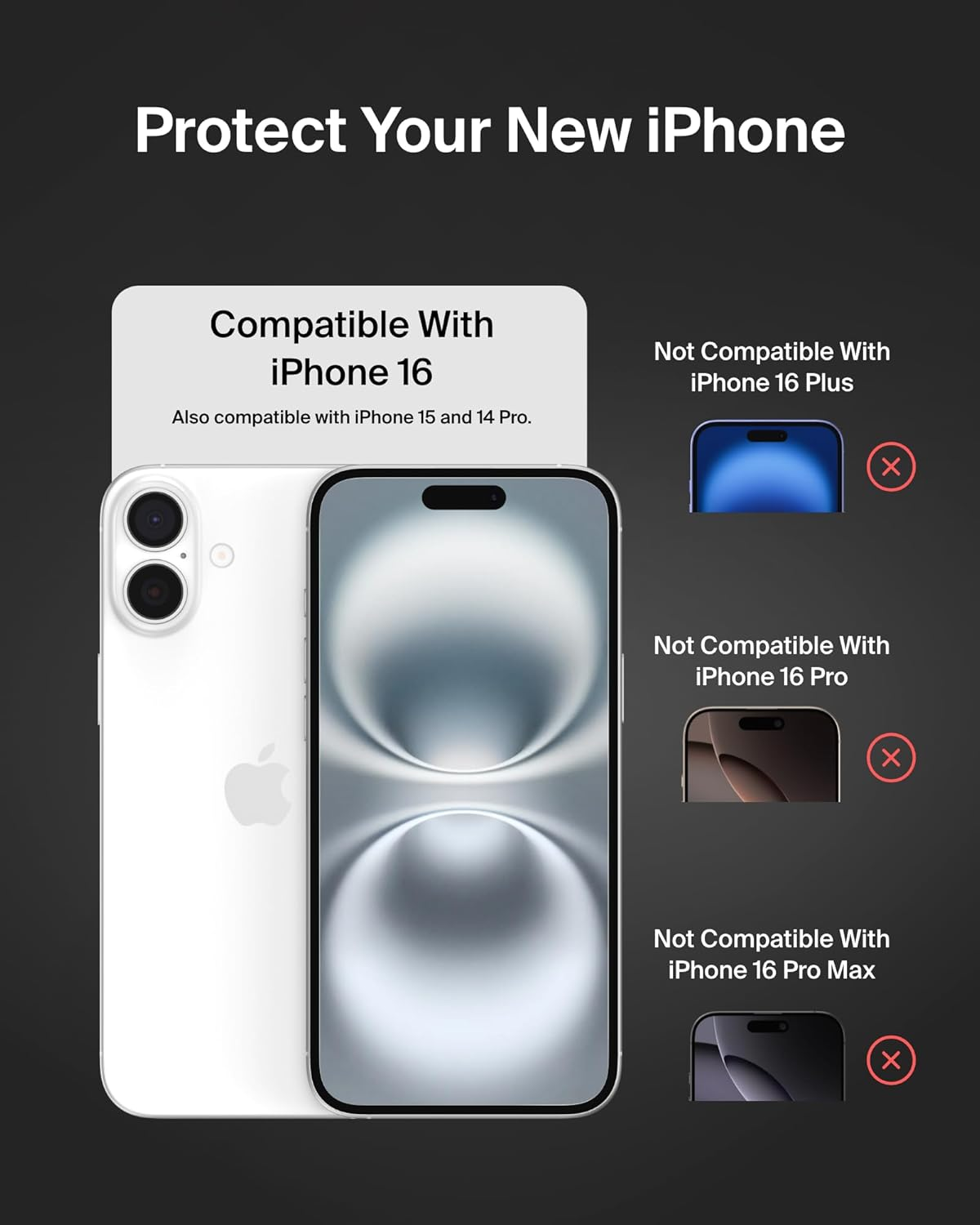 Belkin Iphone 15 Screenforce Temperedglass Treated Screen Protector 2 Pack - Slim & Scratch-Resistant &ndash; Includes Easy Align Frame for Bubble Free Application