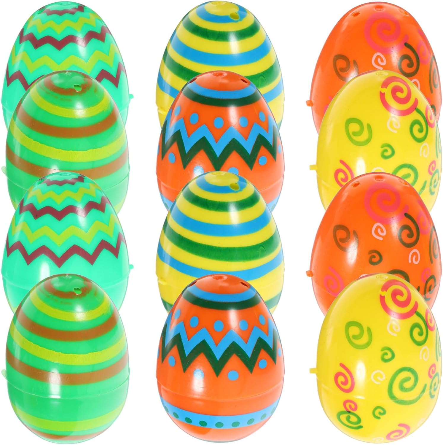 JECOMPRIS 12Pcs Easter Eggs: Fillable Easter Eggs Empty Easter Eggs Plastic Easter Eggs for Easter Hunt Easter Baskets Stuffers Fillers Party Decoration Classroom Prize image number 3