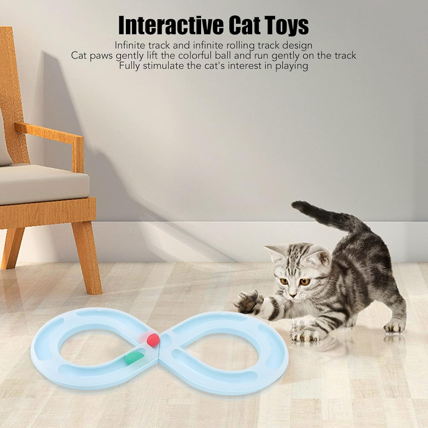 EVTSCAN Interactive Cat Toys for Indoor Cats, 8 Shaped Track, Automatic Cat Toys, Cat Chase Toy, for Kitten Mental Physical Exercise