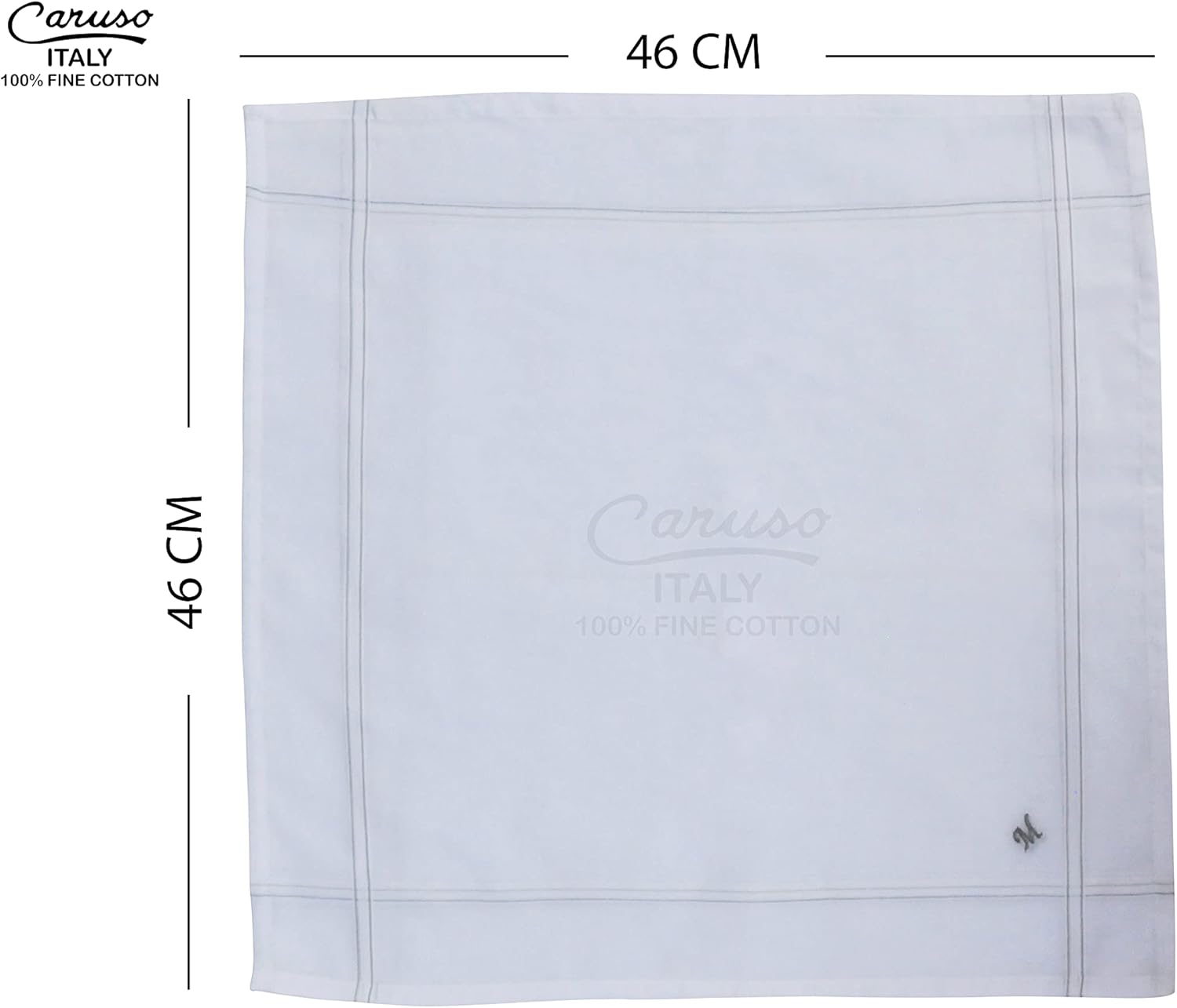 Caruso Italy Men'S Initial Monogram (A-Z) Embroidery 100% Pure Cotton Handkerchief White Base with Colored Border - Pack of 6 - C image number 6