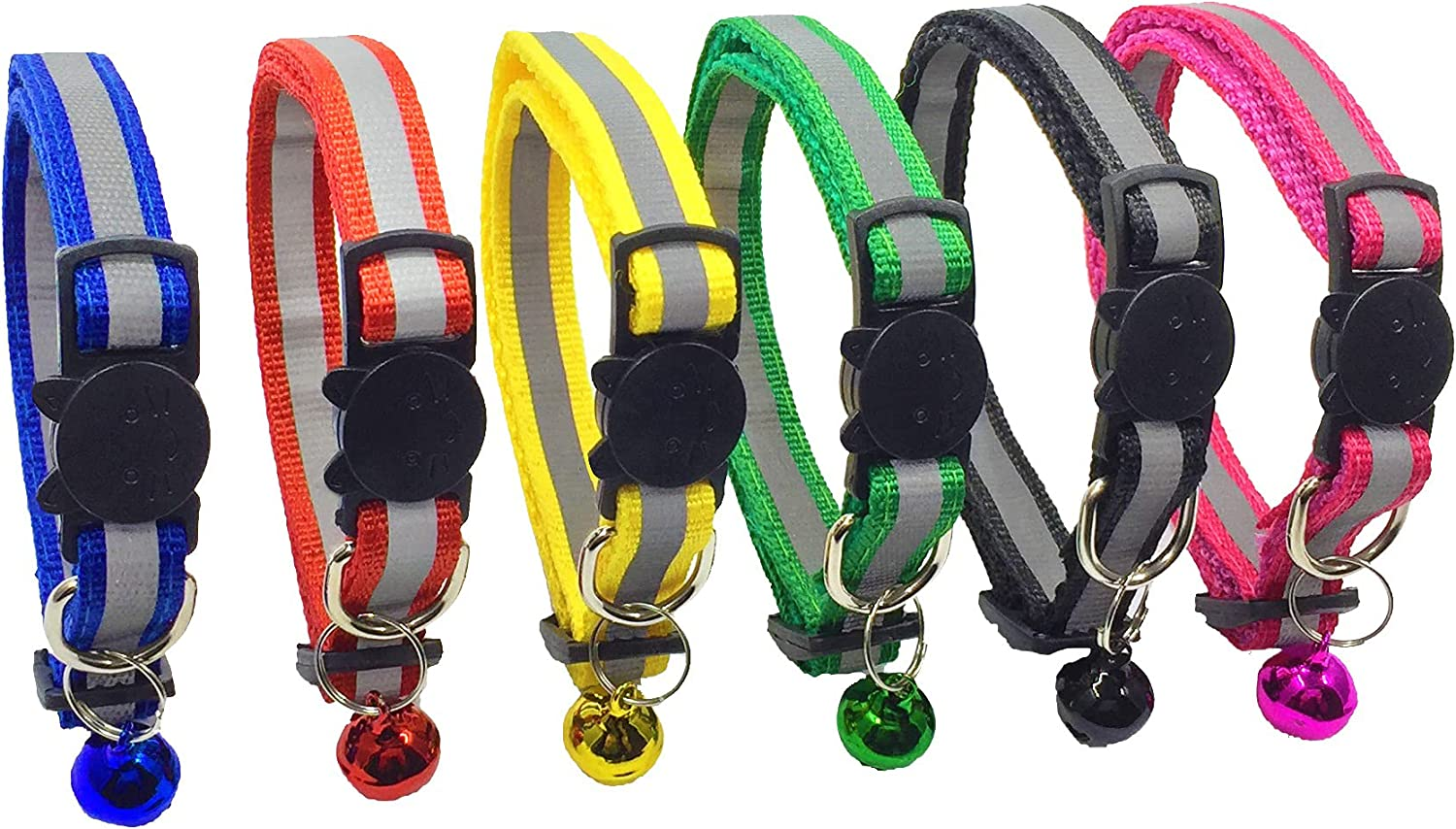 6 PCS Breakaway Cat Collar with Reflective Nylon Strip and Bell, Adjustable Breakaway Cat Collars for Girl Cats Male Cats and Puppy Pet Supplies image number 4